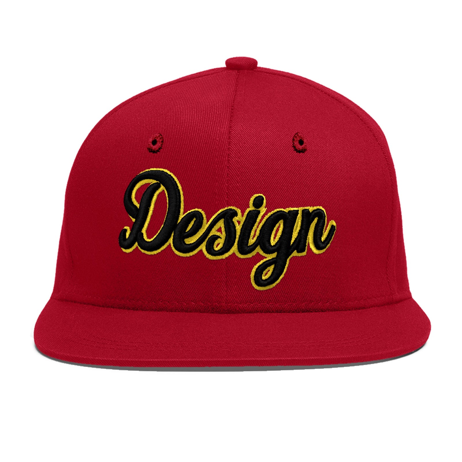 Custom Red 3D Puff Embroidery Flat Embroidery Casual Sport Baseball Cap