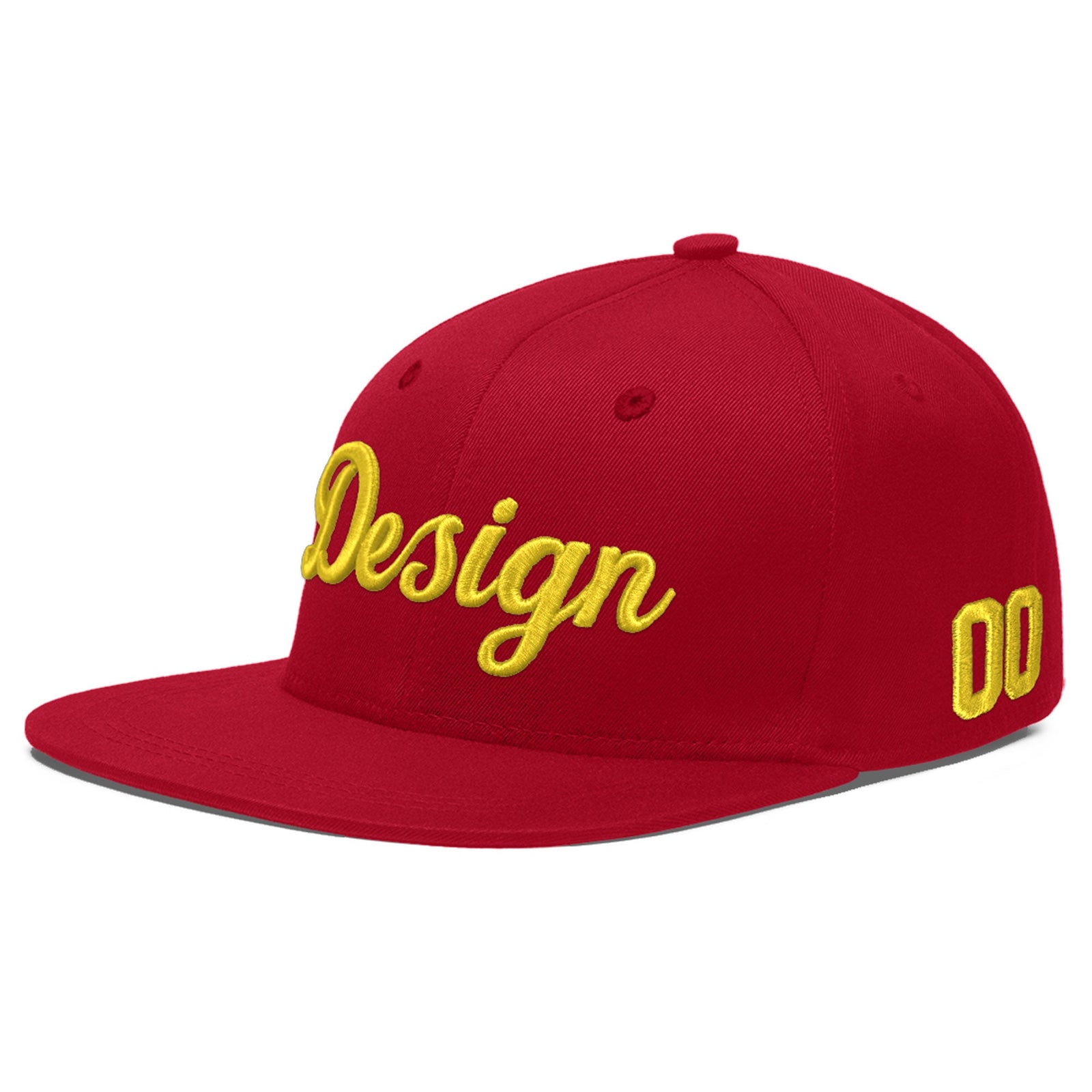 Custom Red 3D Puff Embroidery Flat Embroidery Casual Sport Baseball Cap