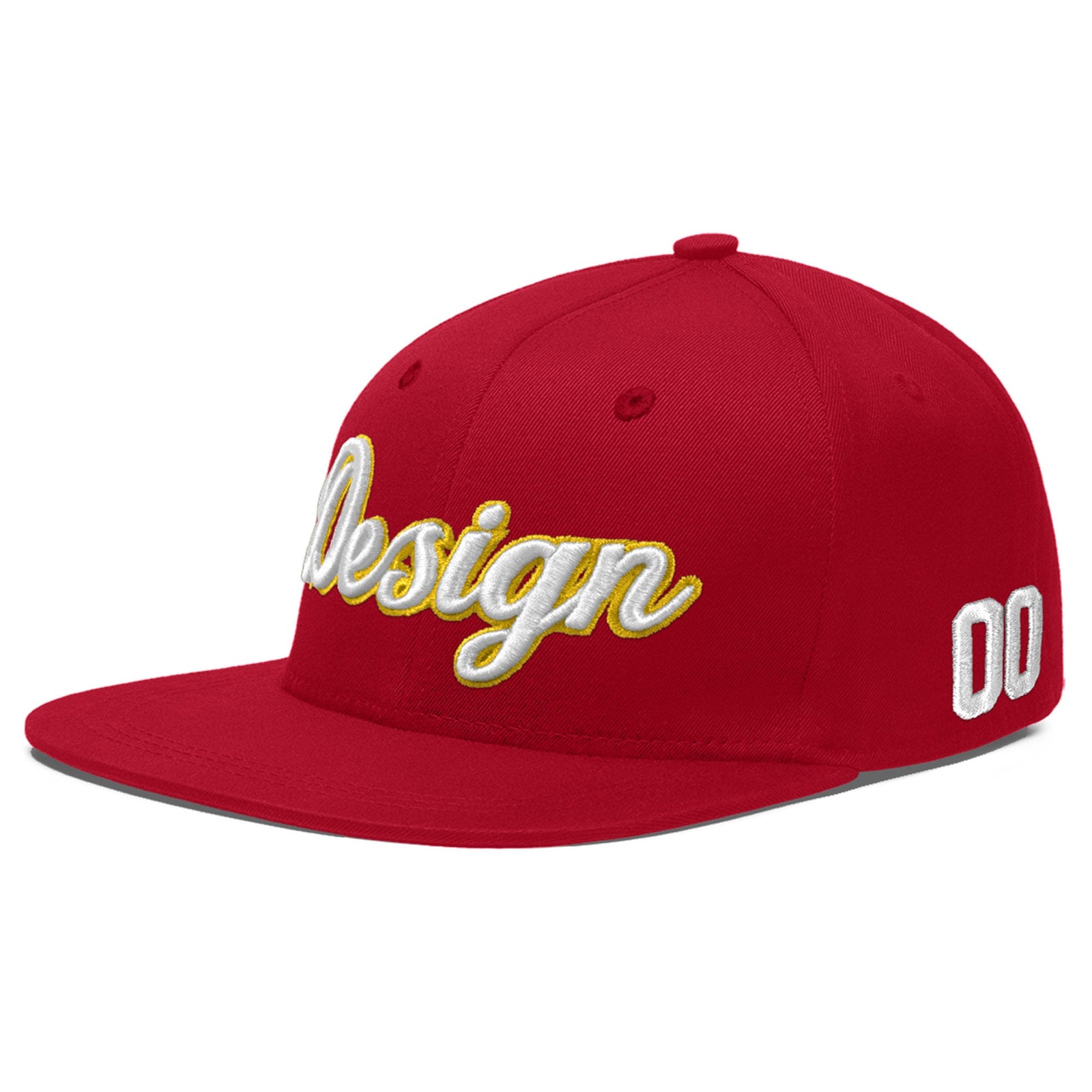 Custom Red 3D Puff Embroidery Flat Embroidery Casual Sport Baseball Cap