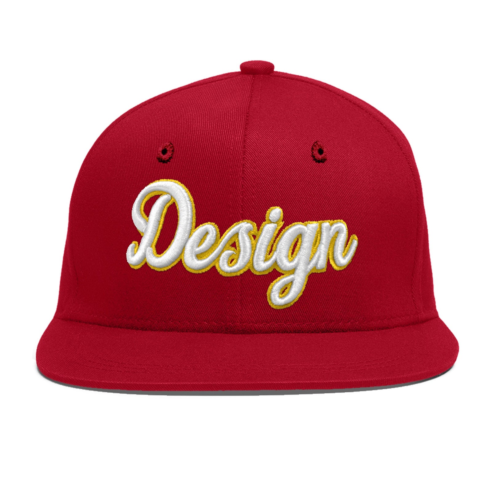Custom Red 3D Puff Embroidery Flat Embroidery Casual Sport Baseball Cap