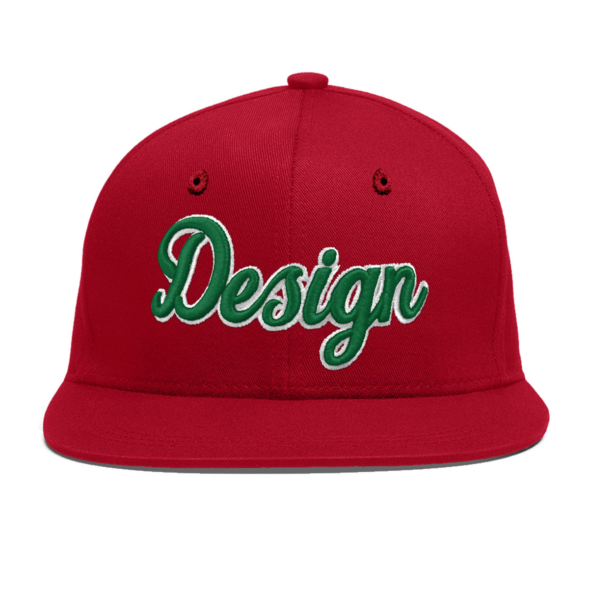 Custom Red 3D Puff Embroidery Flat Embroidery Casual Sport Baseball Cap