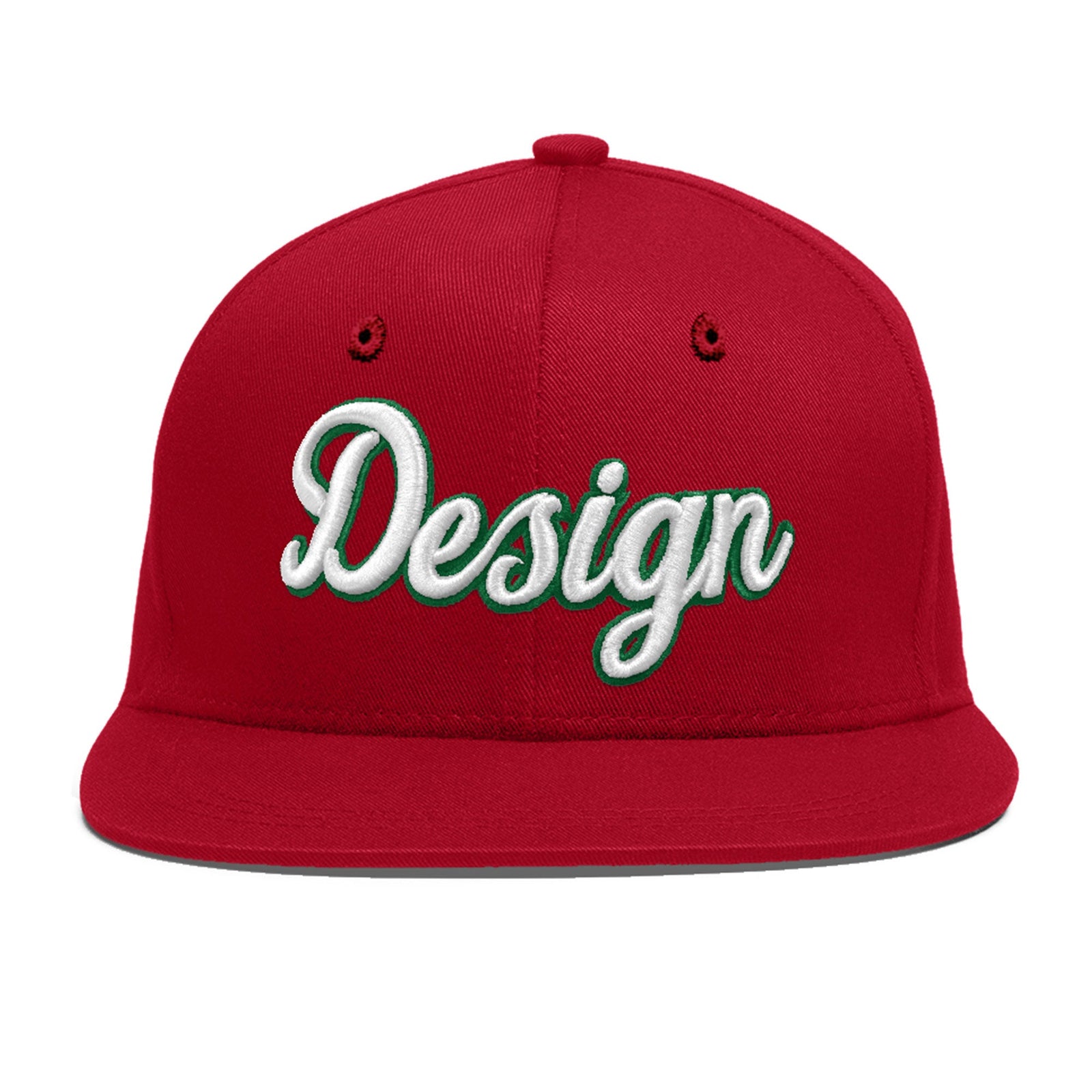 Custom Red 3D Puff Embroidery Flat Embroidery Casual Sport Baseball Cap