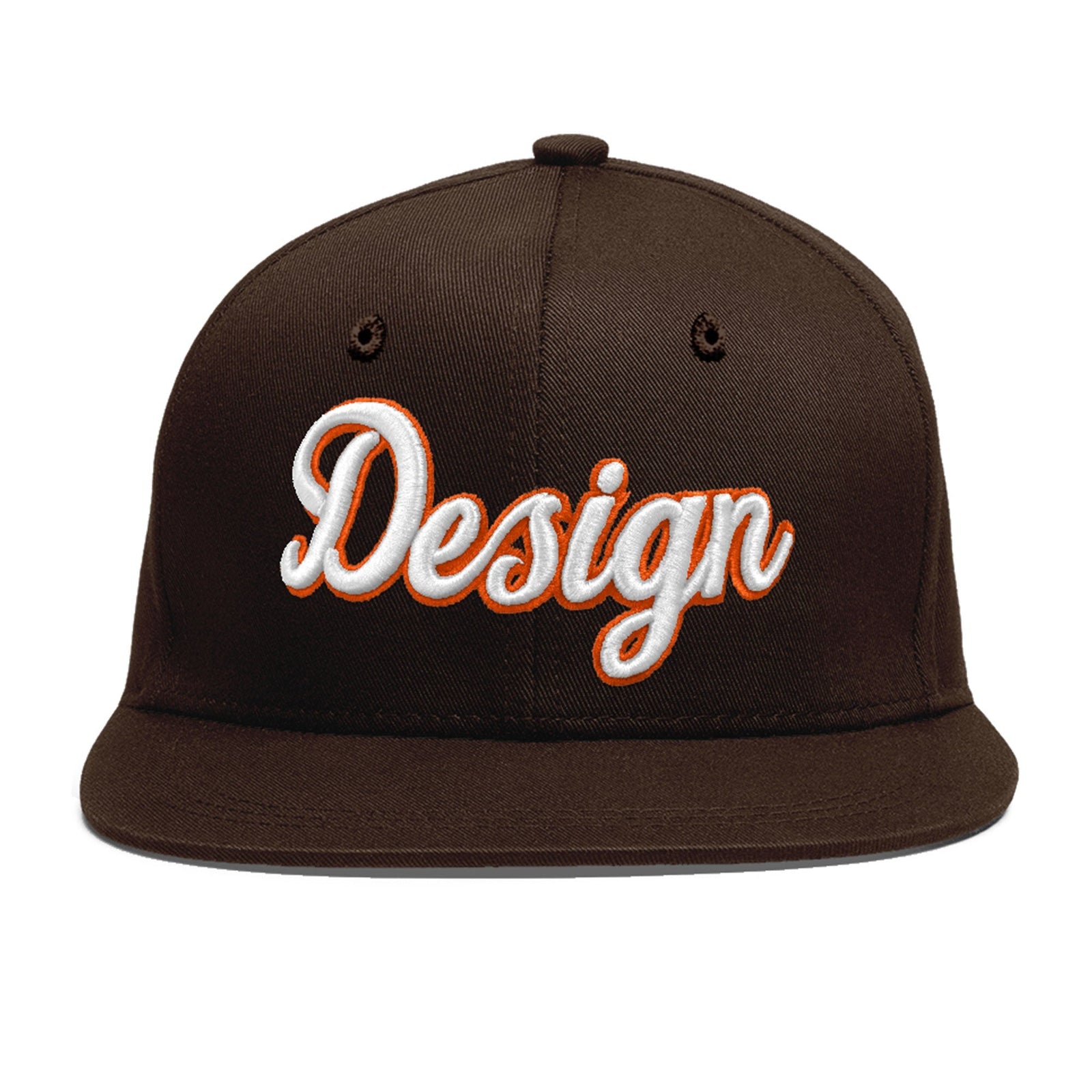 Custom Brown 3D Puff Embroidery Flat Embroidery Casual Sport Baseball Cap