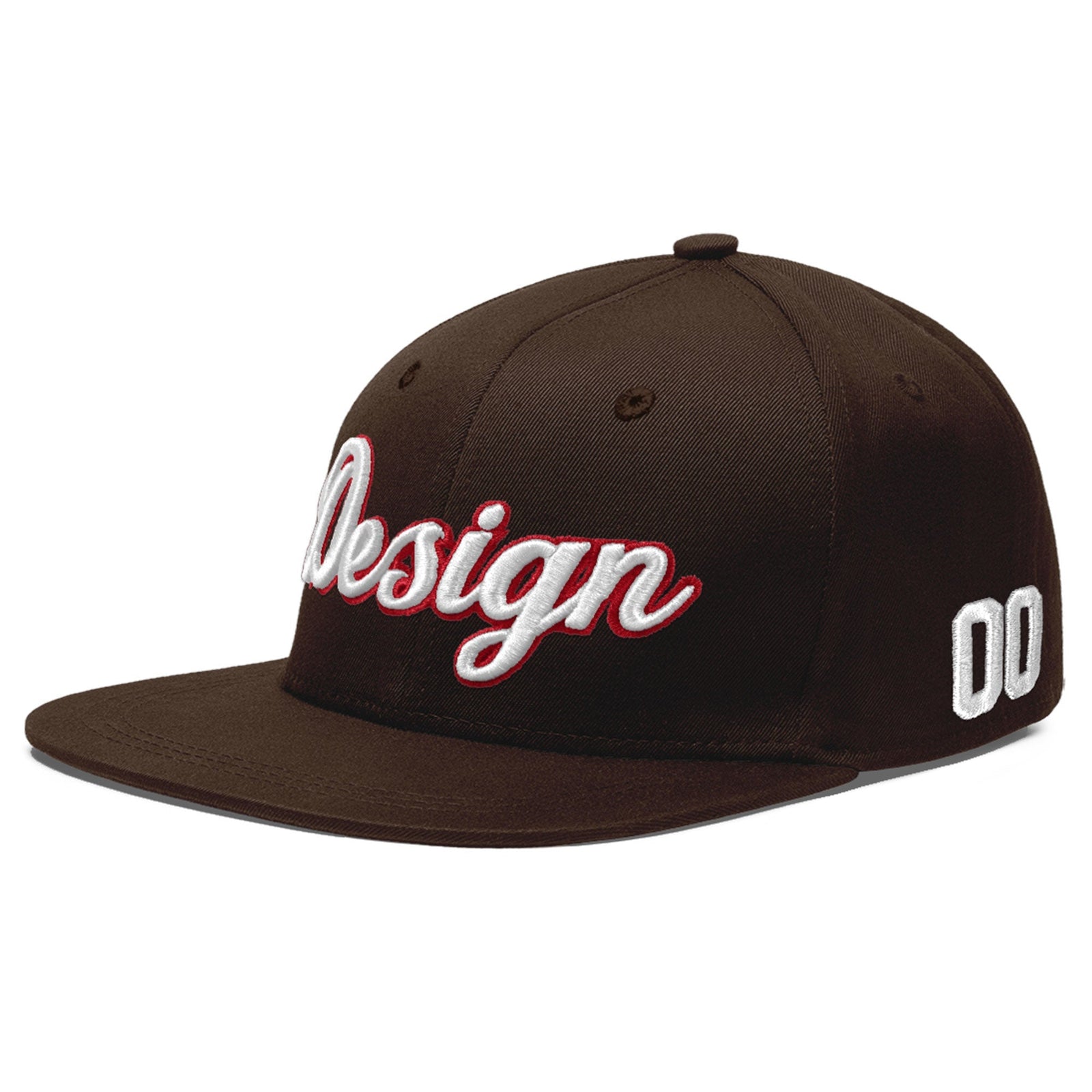 Custom Brown 3D Puff Embroidery Flat Embroidery Casual Sport Baseball Cap
