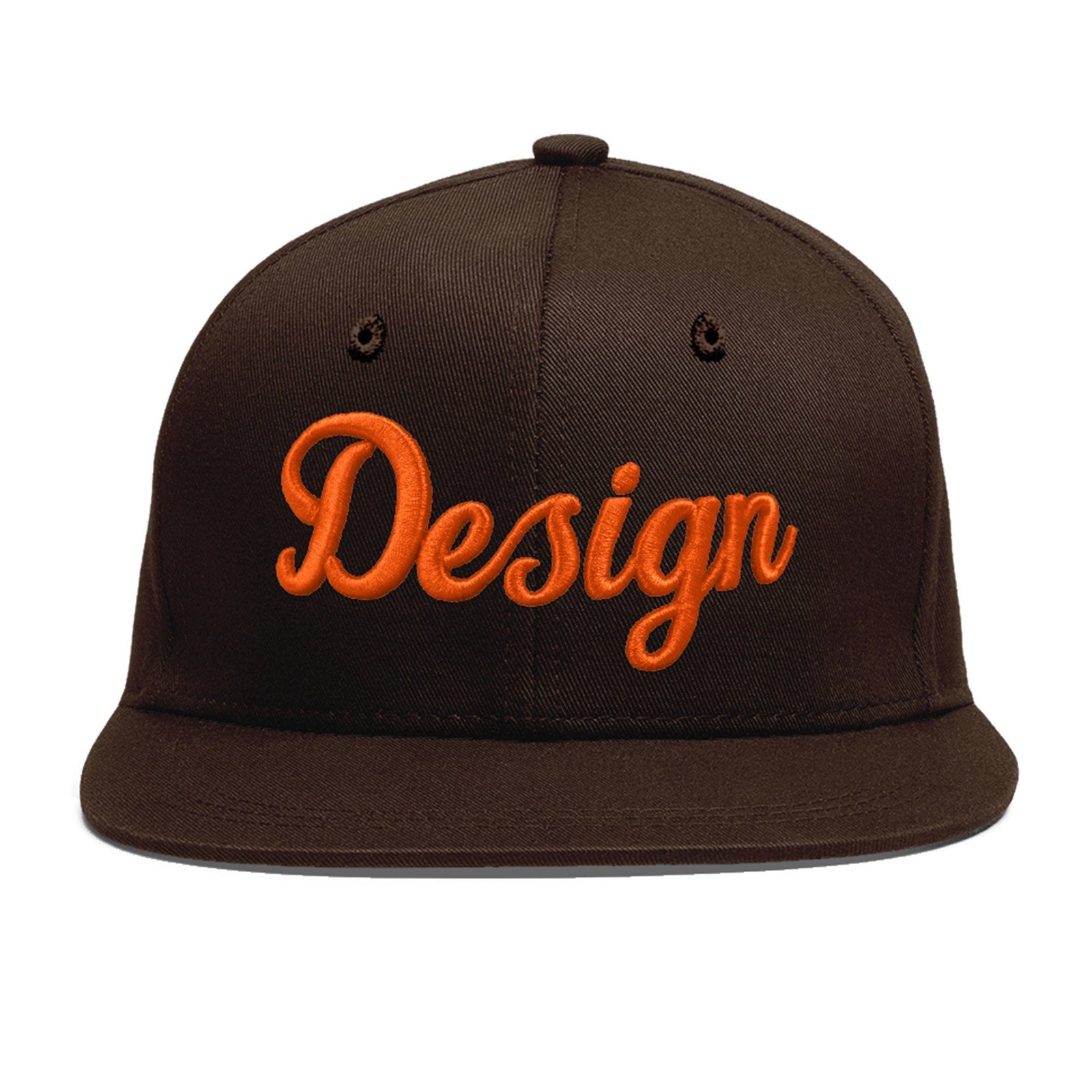 Custom Brown 3D Puff Embroidery Flat Embroidery Casual Sport Baseball Cap