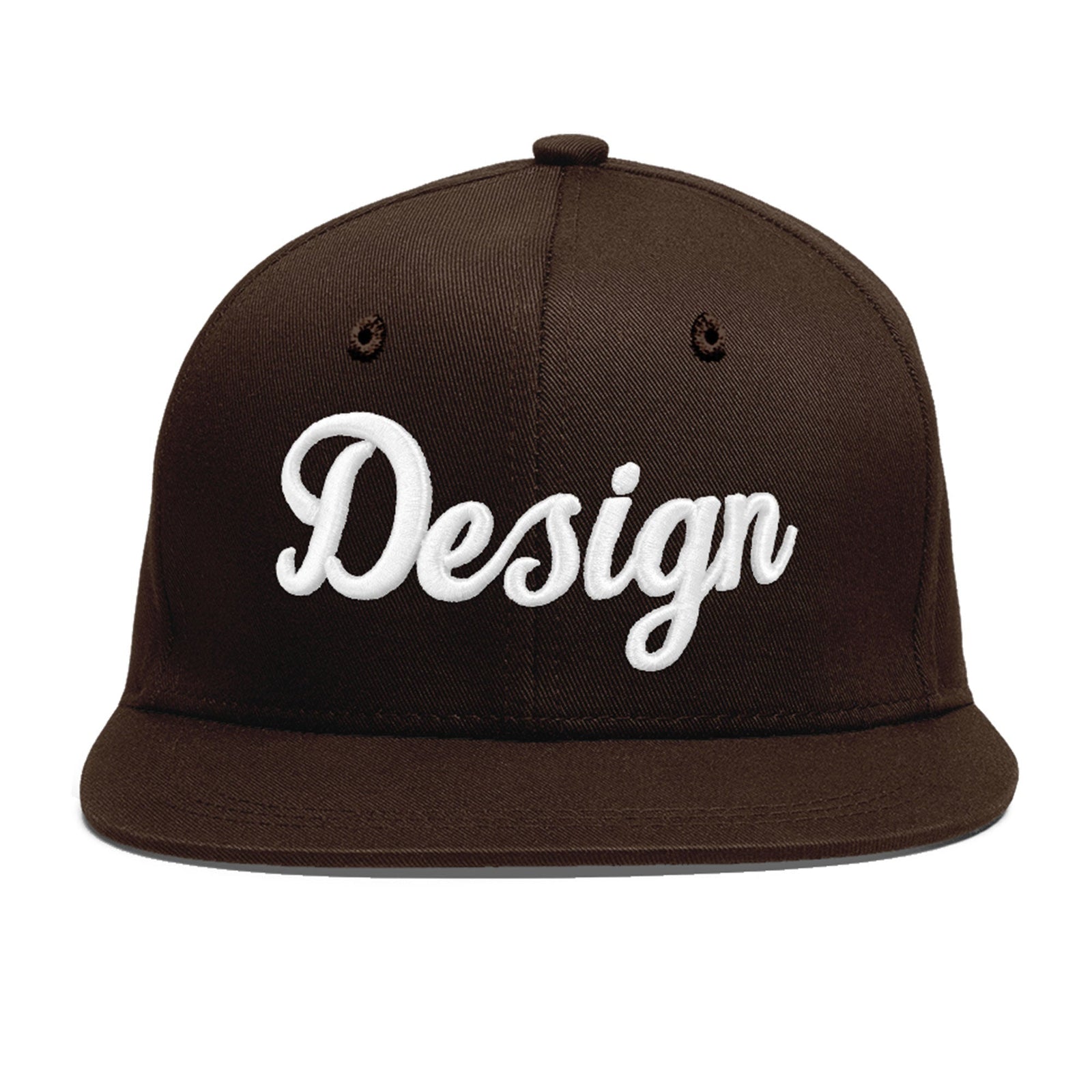 Custom Brown 3D Puff Embroidery Flat Embroidery Casual Sport Baseball Cap