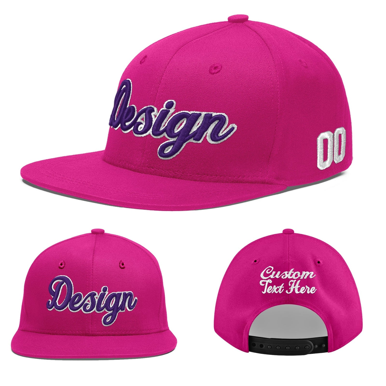 Custom Rose Red 3D Puff Embroidery Flat Embroidery Casual Sport Baseball Cap