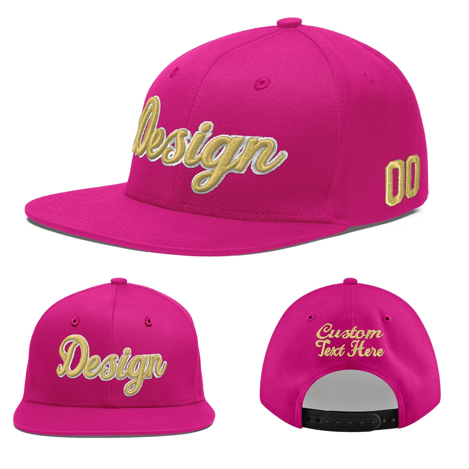 Custom Rose Red 3D Puff Embroidery Flat Embroidery Casual Sport Baseball Cap