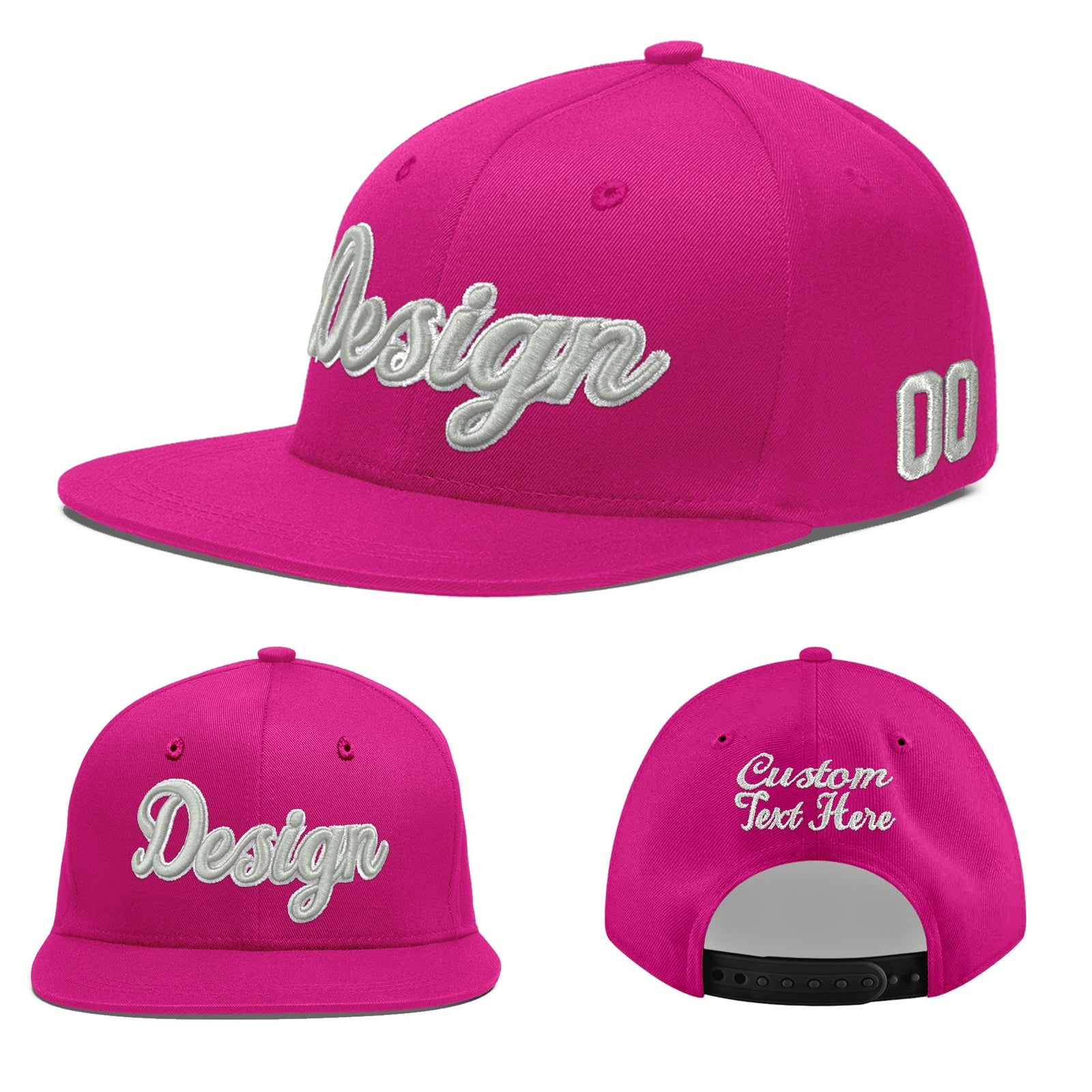Custom Rose Red 3D Puff Embroidery Flat Embroidery Casual Sport Baseball Cap