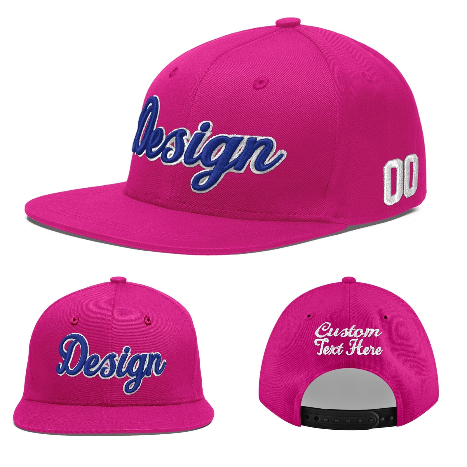 Custom Rose Red 3D Puff Embroidery Flat Embroidery Casual Sport Baseball Cap