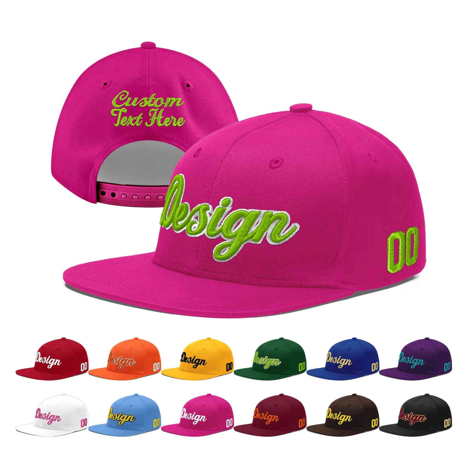 Custom Rose Red 3D Puff Embroidery Flat Embroidery Casual Sport Baseball Cap