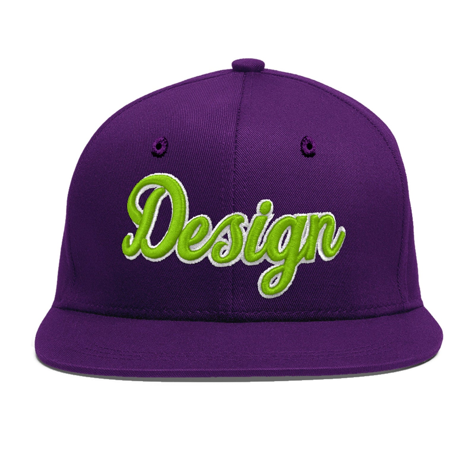 Custom Purple 3D Puff Embroidery Flat Embroidery Casual Sport Baseball Cap