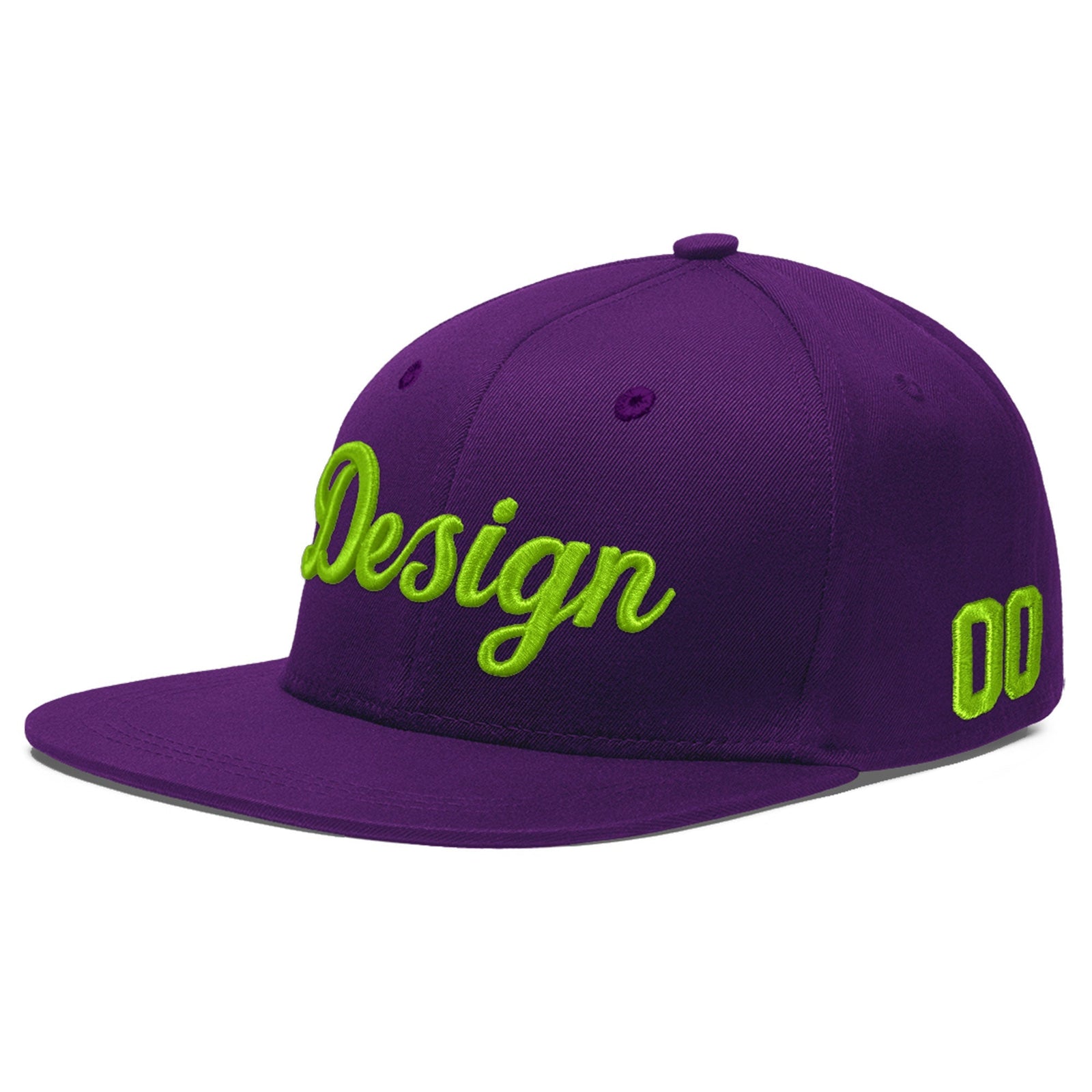 Custom Purple 3D Puff Embroidery Flat Embroidery Casual Sport Baseball Cap