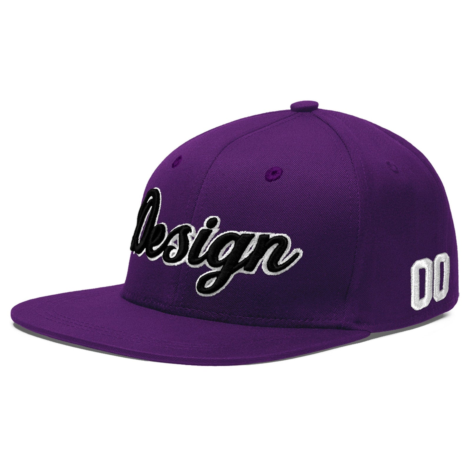 Custom Purple 3D Puff Embroidery Flat Embroidery Casual Sport Baseball Cap