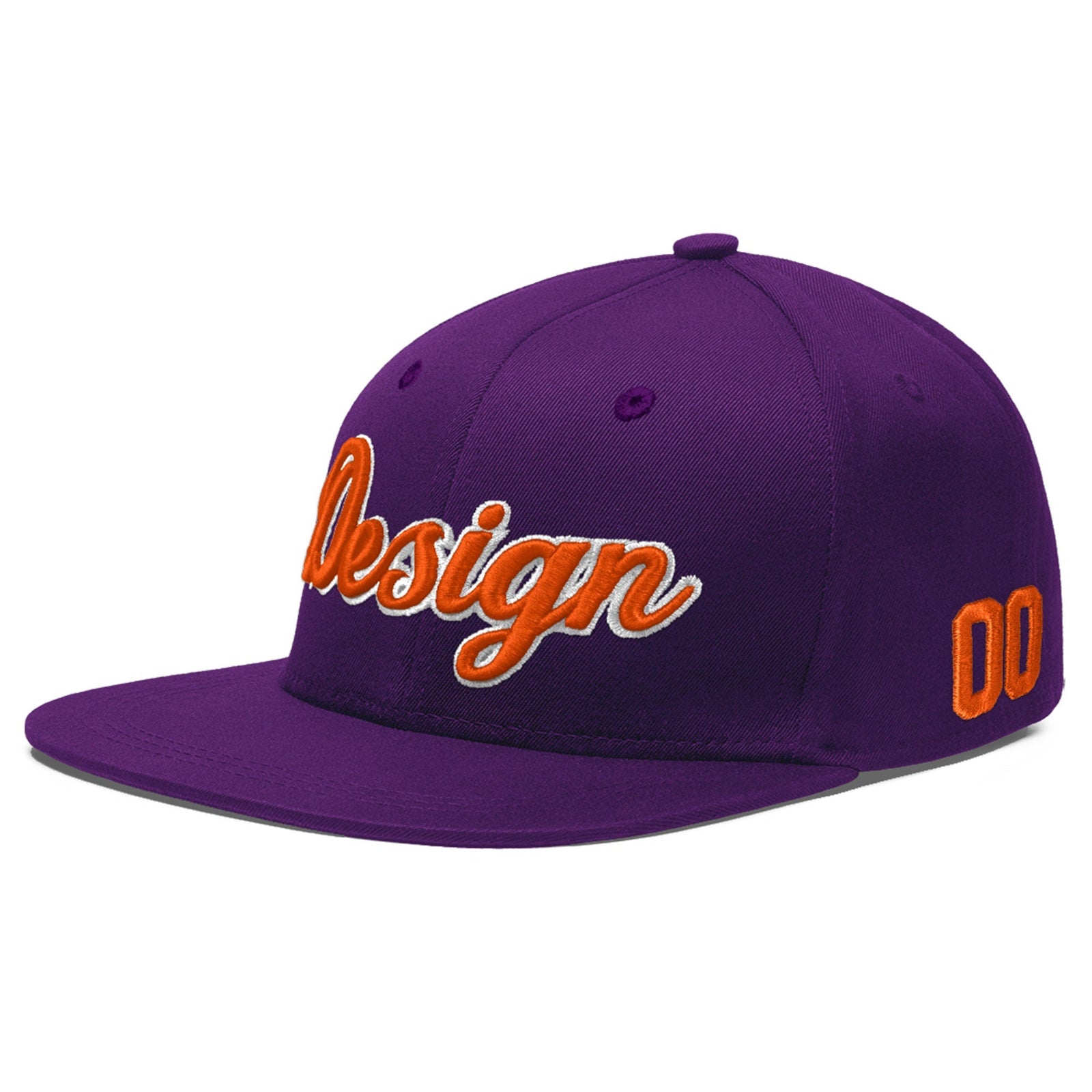 Custom Purple 3D Puff Embroidery Flat Embroidery Casual Sport Baseball Cap