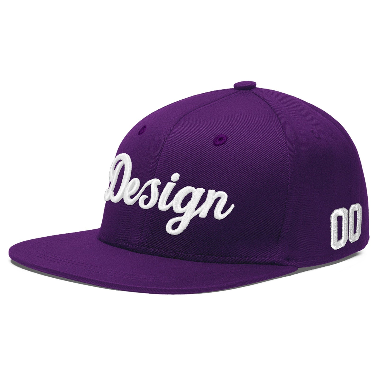 Custom Purple 3D Puff Embroidery Flat Embroidery Casual Sport Baseball Cap
