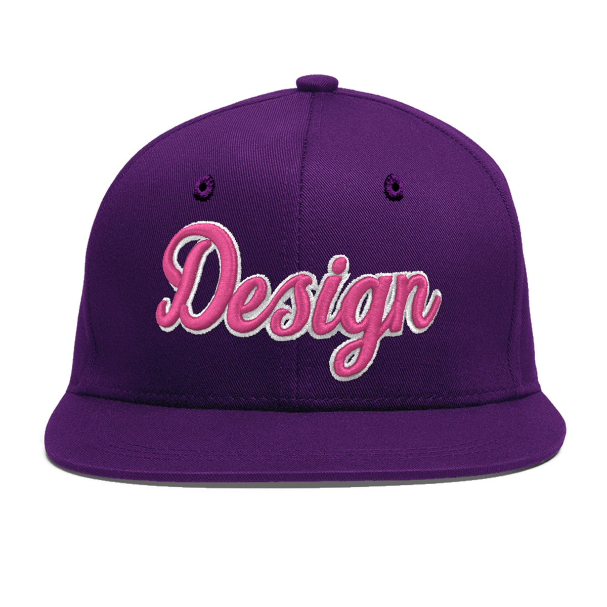 Custom Purple 3D Puff Embroidery Flat Embroidery Casual Sport Baseball Cap