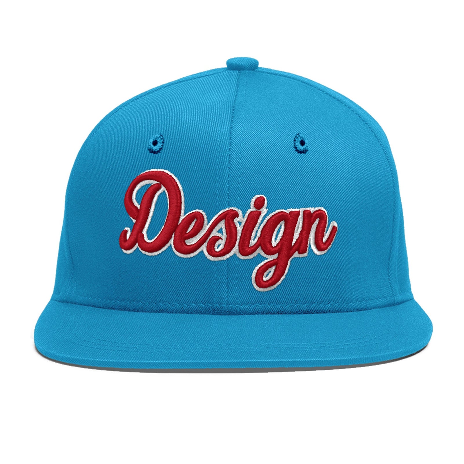 Custom Light Blue 3D Puff Embroidery Flat Embroidery Casual Sport Baseball Cap