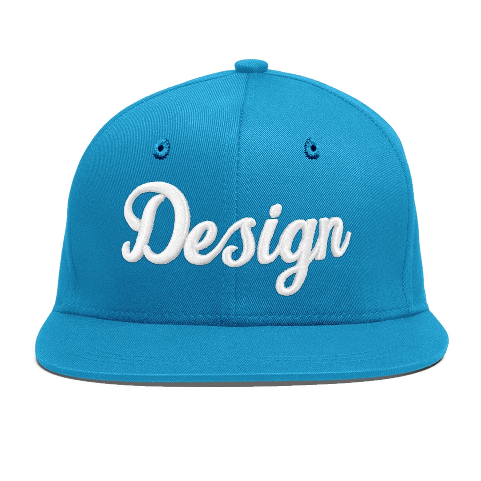 Custom Light Blue 3D Puff Embroidery Flat Embroidery Casual Sport Baseball Cap