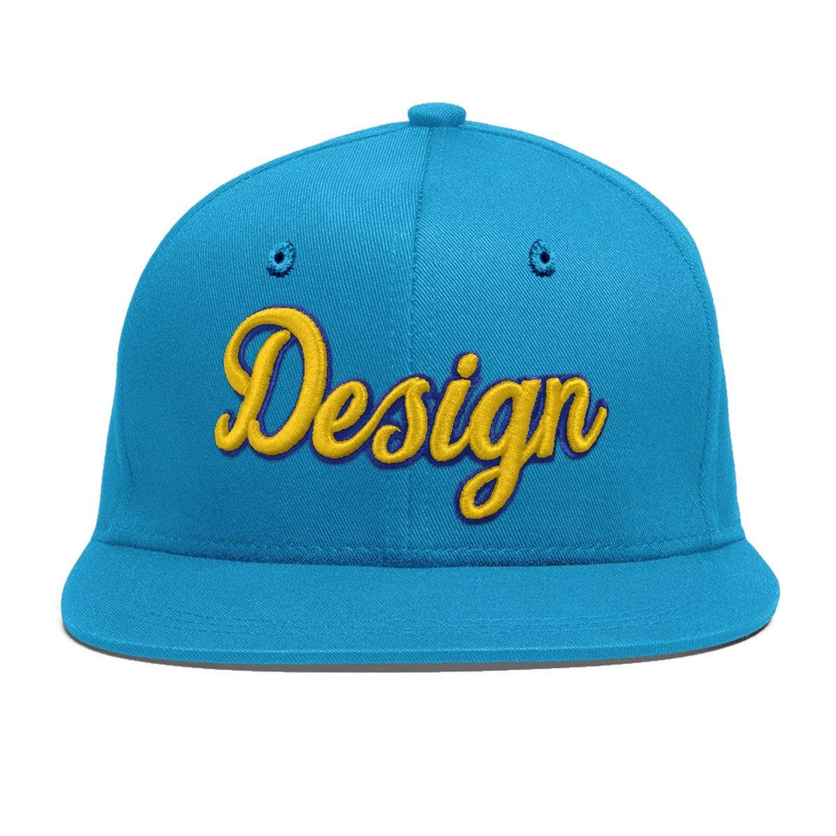 Custom Light Blue 3D Puff Embroidery Flat Embroidery Casual Sport Baseball Cap