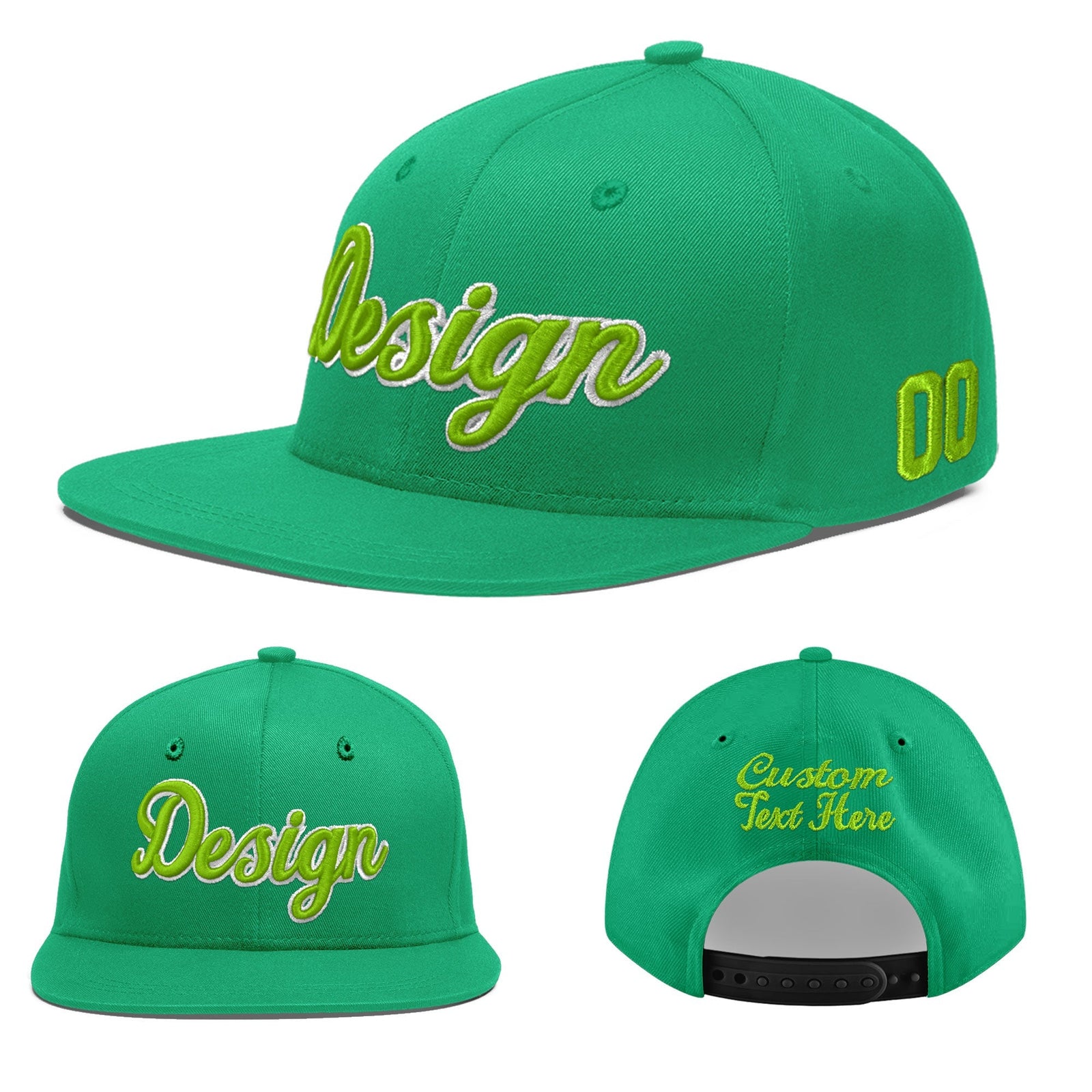 Custom Aqua 3D Puff Embroidery Flat Embroidery Casual Sport Baseball Cap