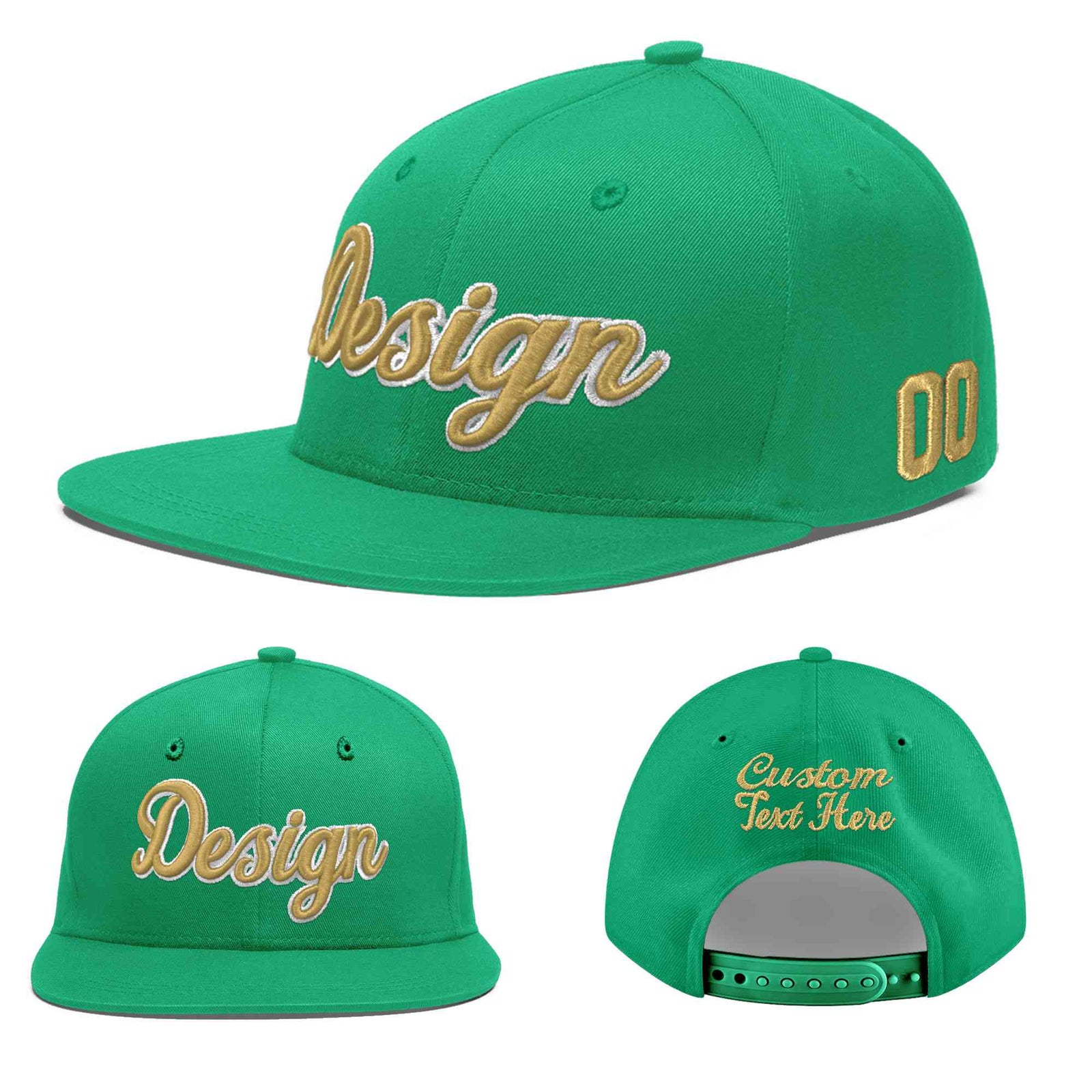 Custom Aqua 3D Puff Embroidery Flat Embroidery Casual Sport Baseball Cap
