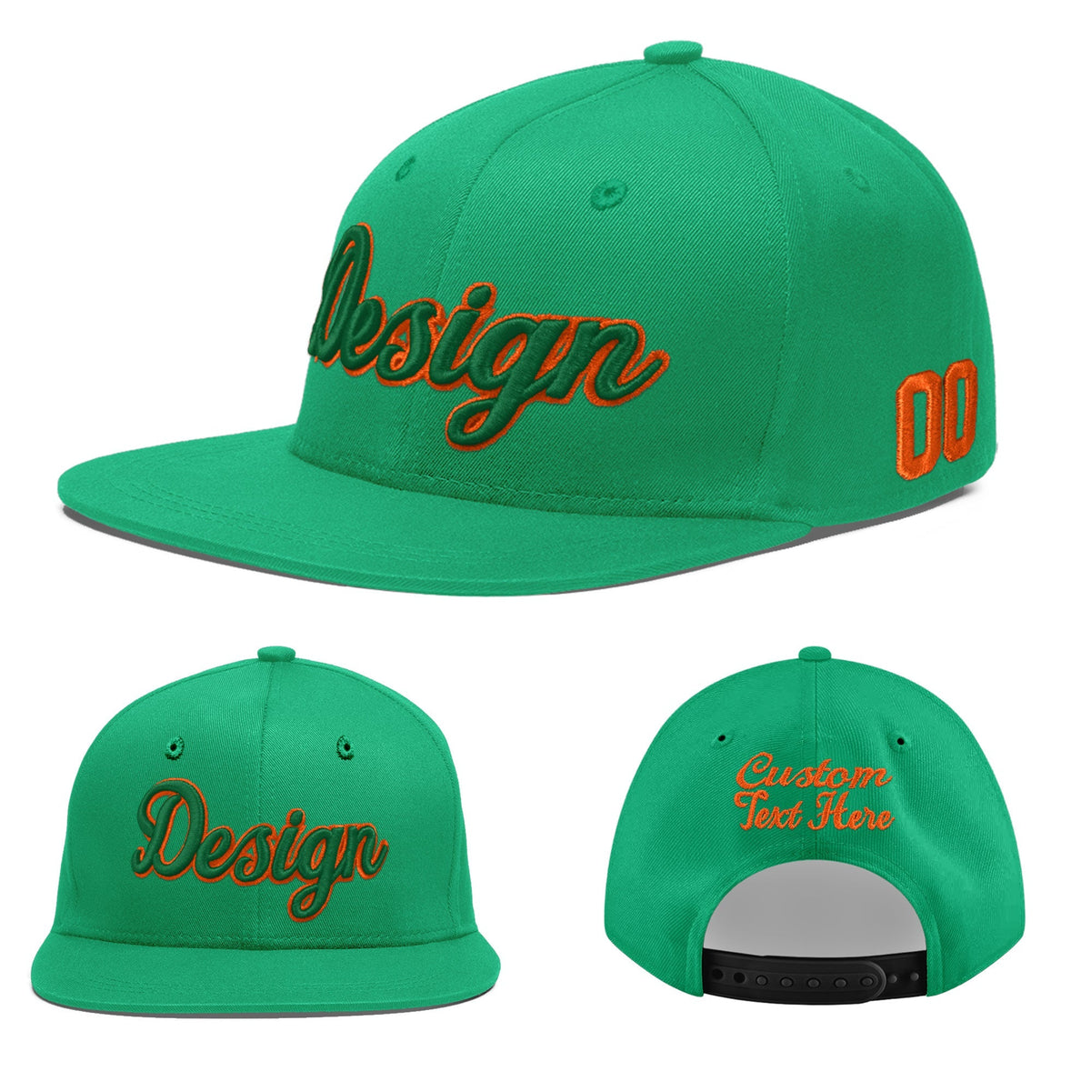 Custom Aqua 3D Puff Embroidery Flat Embroidery Casual Sport Baseball Cap