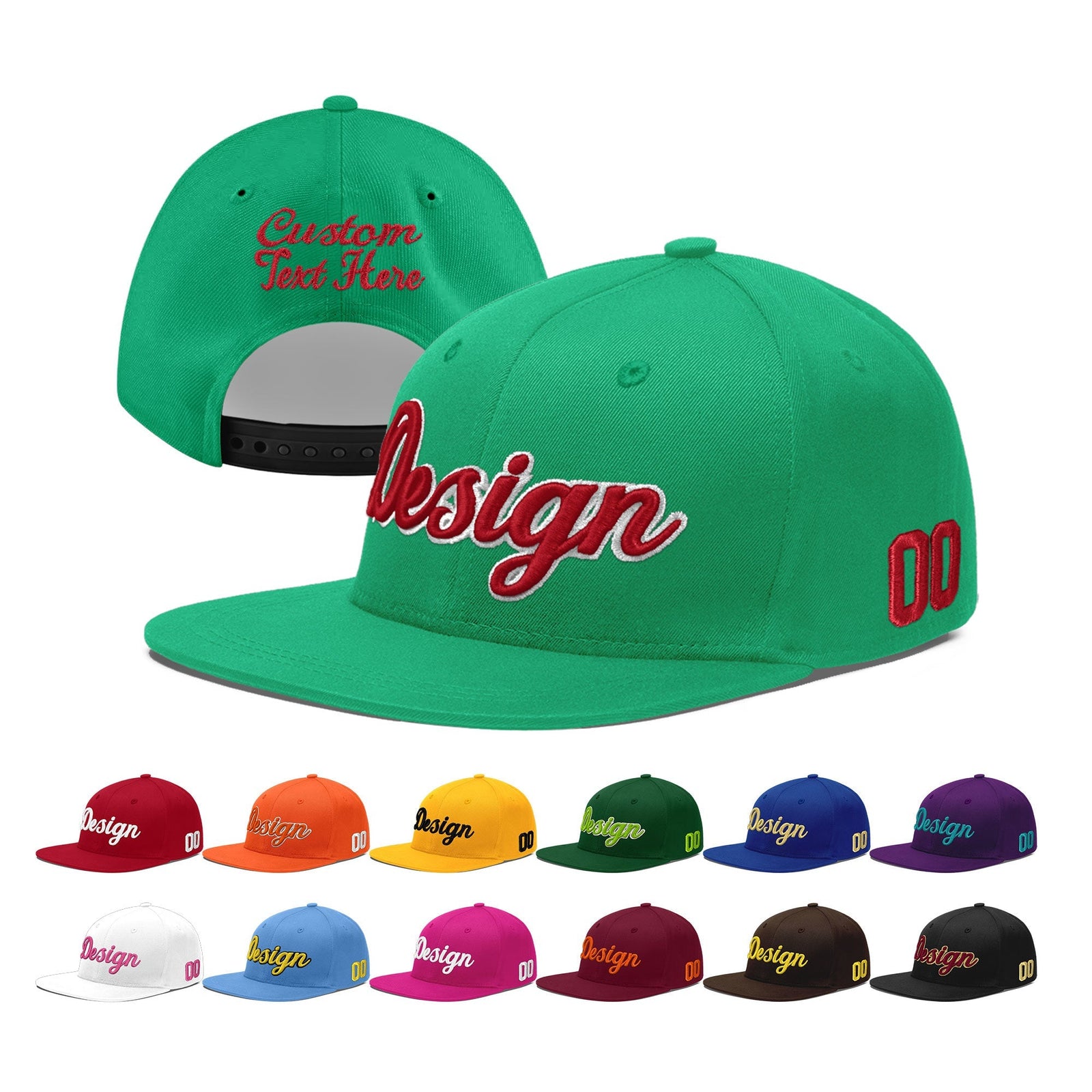 Custom Aqua 3D Puff Embroidery Flat Embroidery Casual Sport Baseball Cap