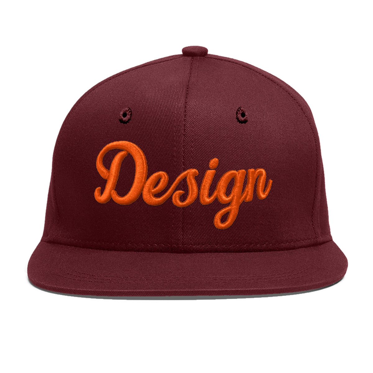 Custom Maroon 3D Puff Embroidery Flat Embroidery Casual Sport Baseball Cap