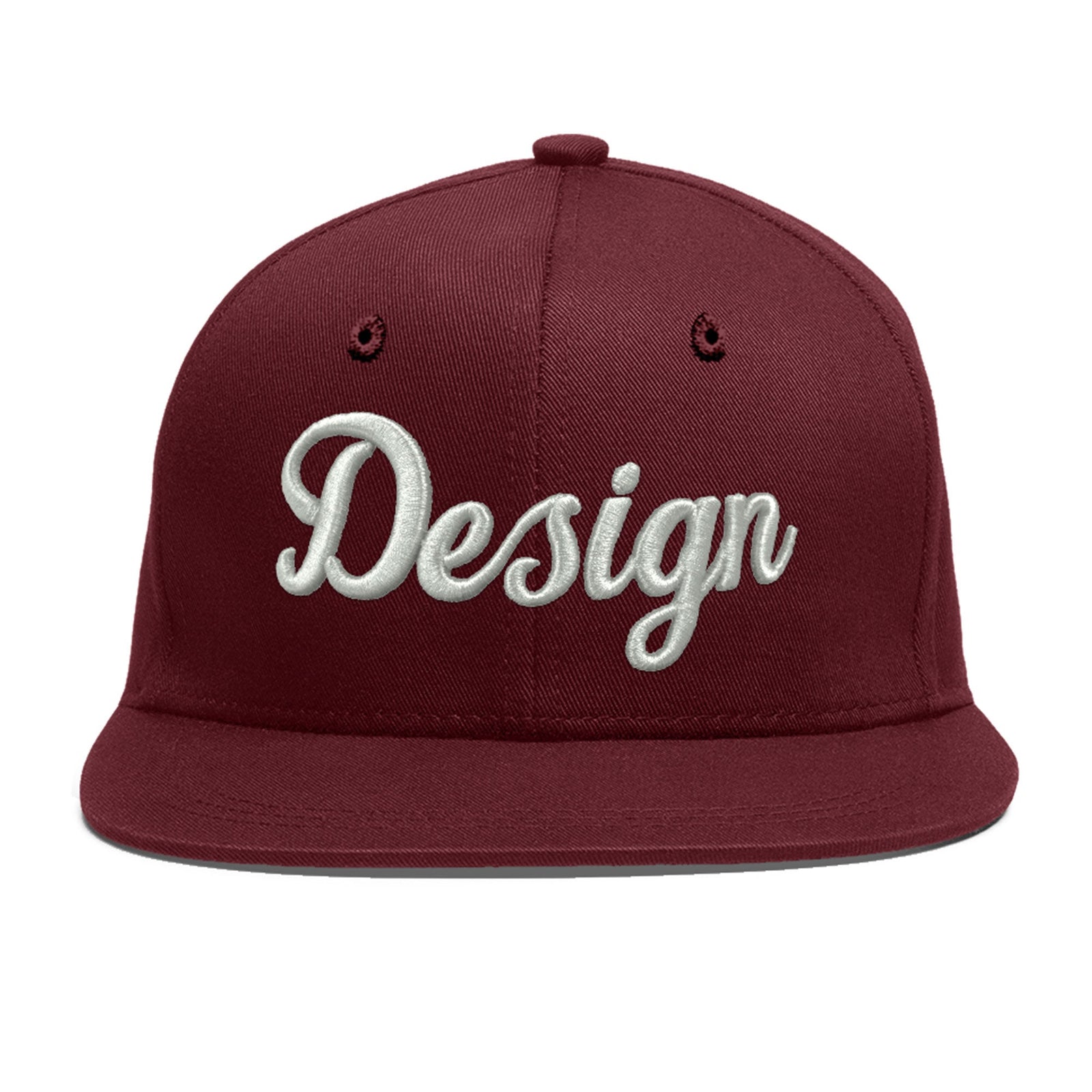 Custom Maroon 3D Puff Embroidery Flat Embroidery Casual Sport Baseball Cap