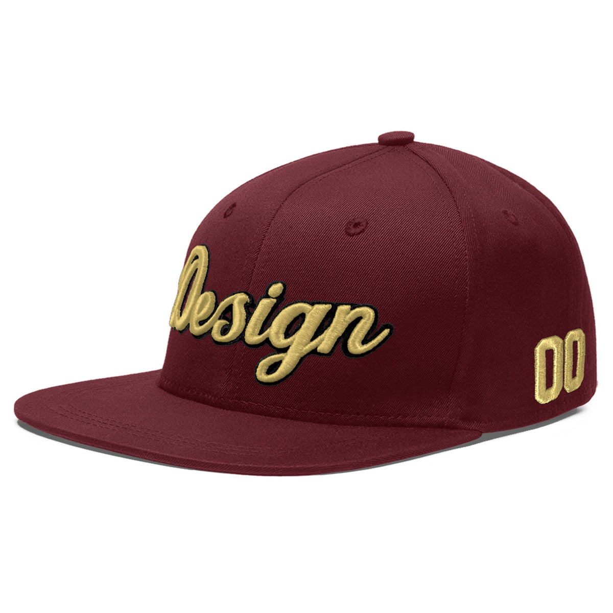 Custom Maroon 3D Puff Embroidery Flat Embroidery Casual Sport Baseball Cap