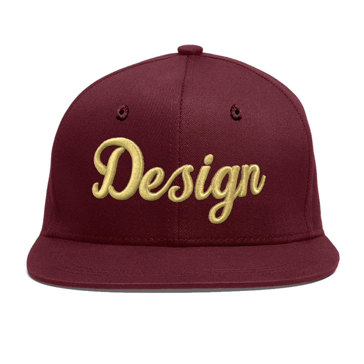 Custom Maroon 3D Puff Embroidery Flat Embroidery Casual Sport Baseball Cap
