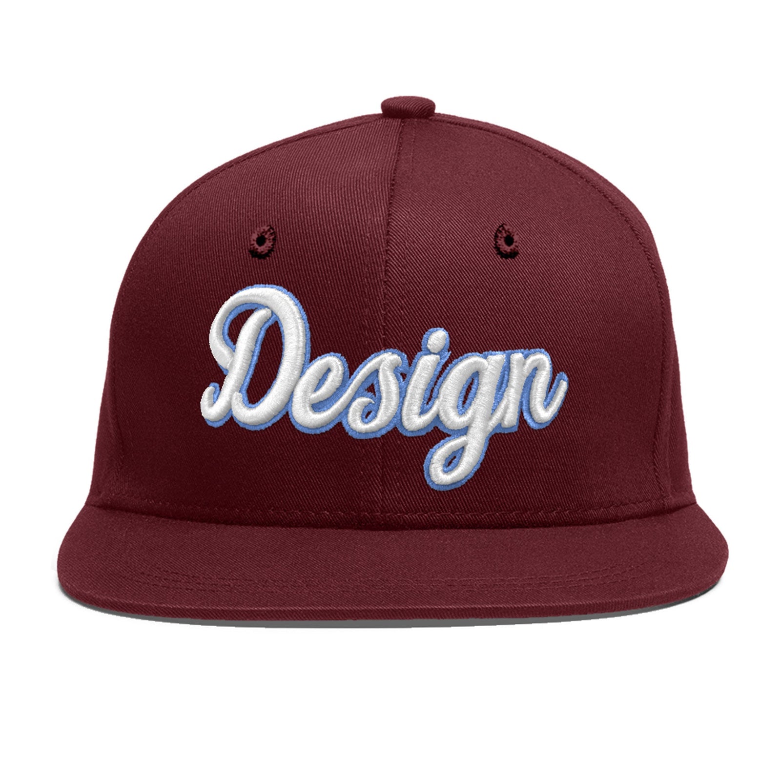 Custom Maroon 3D Puff Embroidery Flat Embroidery Casual Sport Baseball Cap