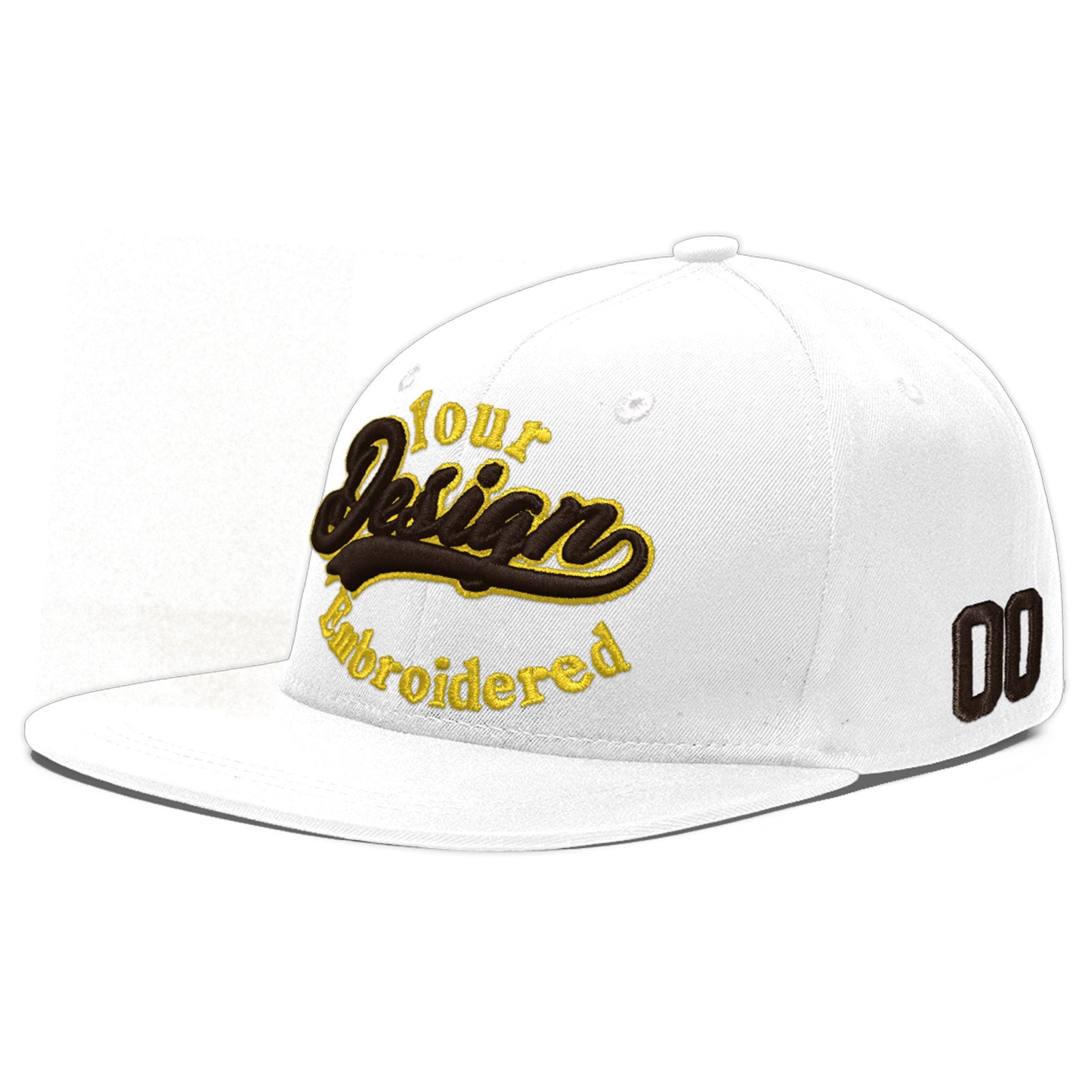 Custom White 3D Puff Embroidery Flat Embroidery Casual Sport Baseball Cap