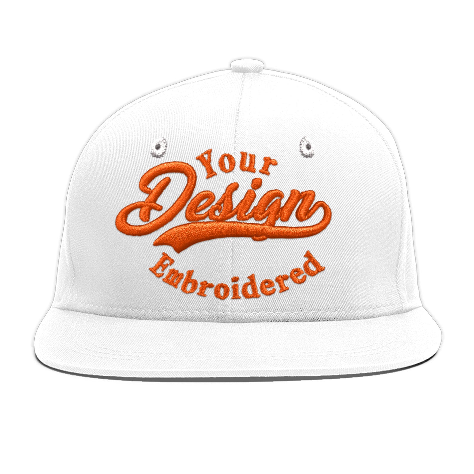 Custom White 3D Puff Embroidery Flat Embroidery Casual Sport Baseball Cap