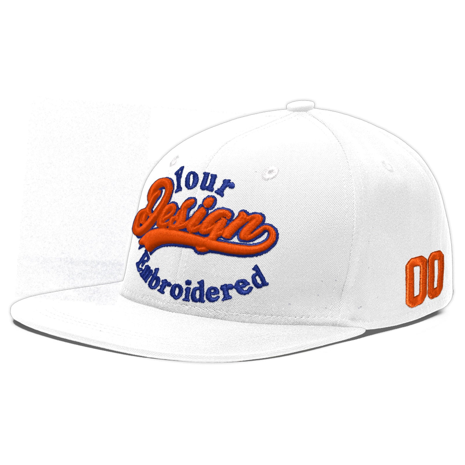 Custom White 3D Puff Embroidery Flat Embroidery Casual Sport Baseball Cap