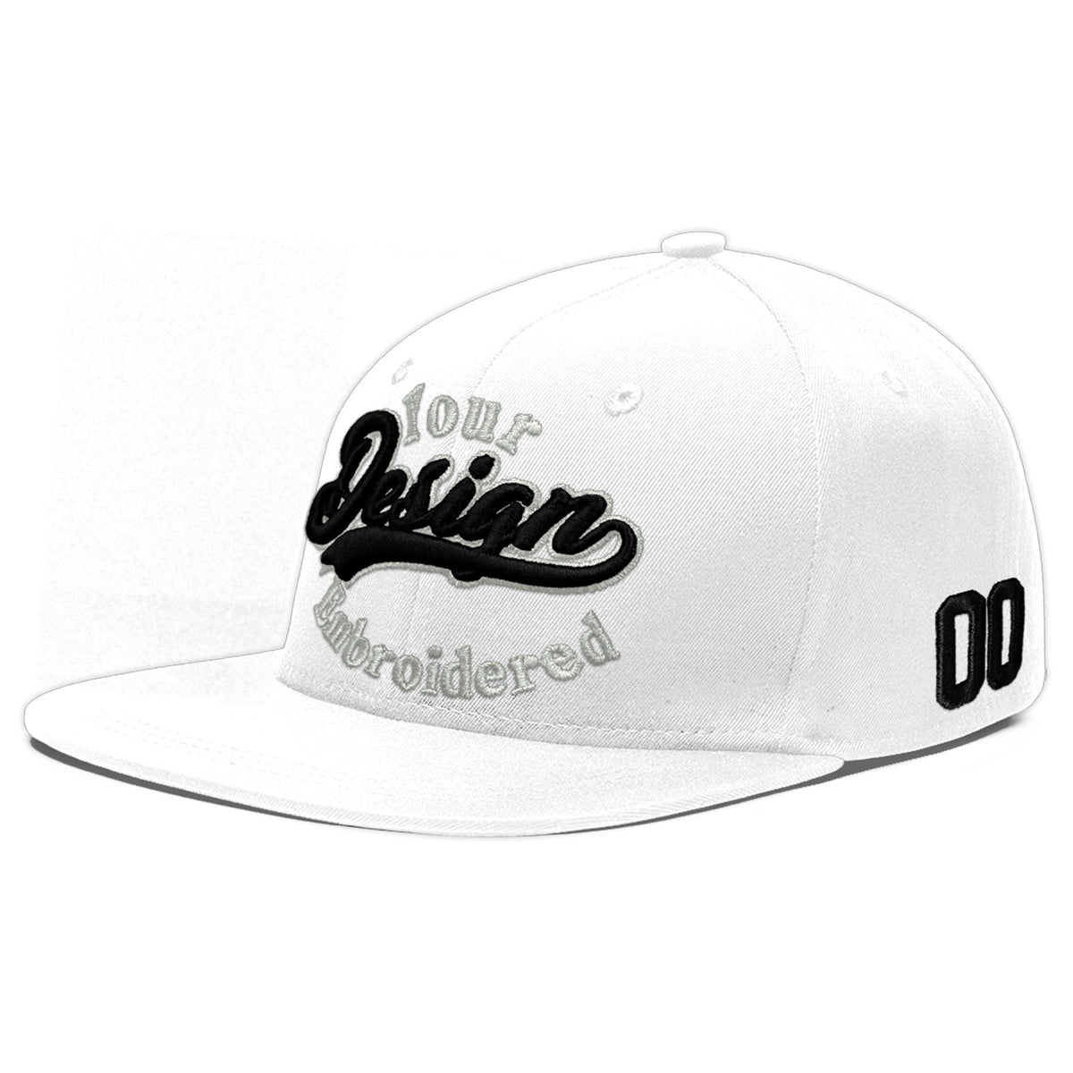 Custom White 3D Puff Embroidery Flat Embroidery Casual Sport Baseball Cap