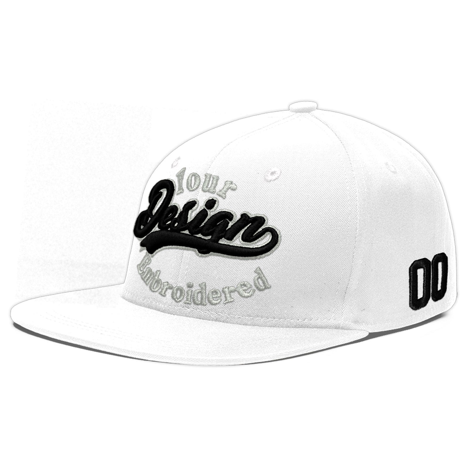 Custom White 3D Puff Embroidery Flat Embroidery Casual Sport Baseball Cap