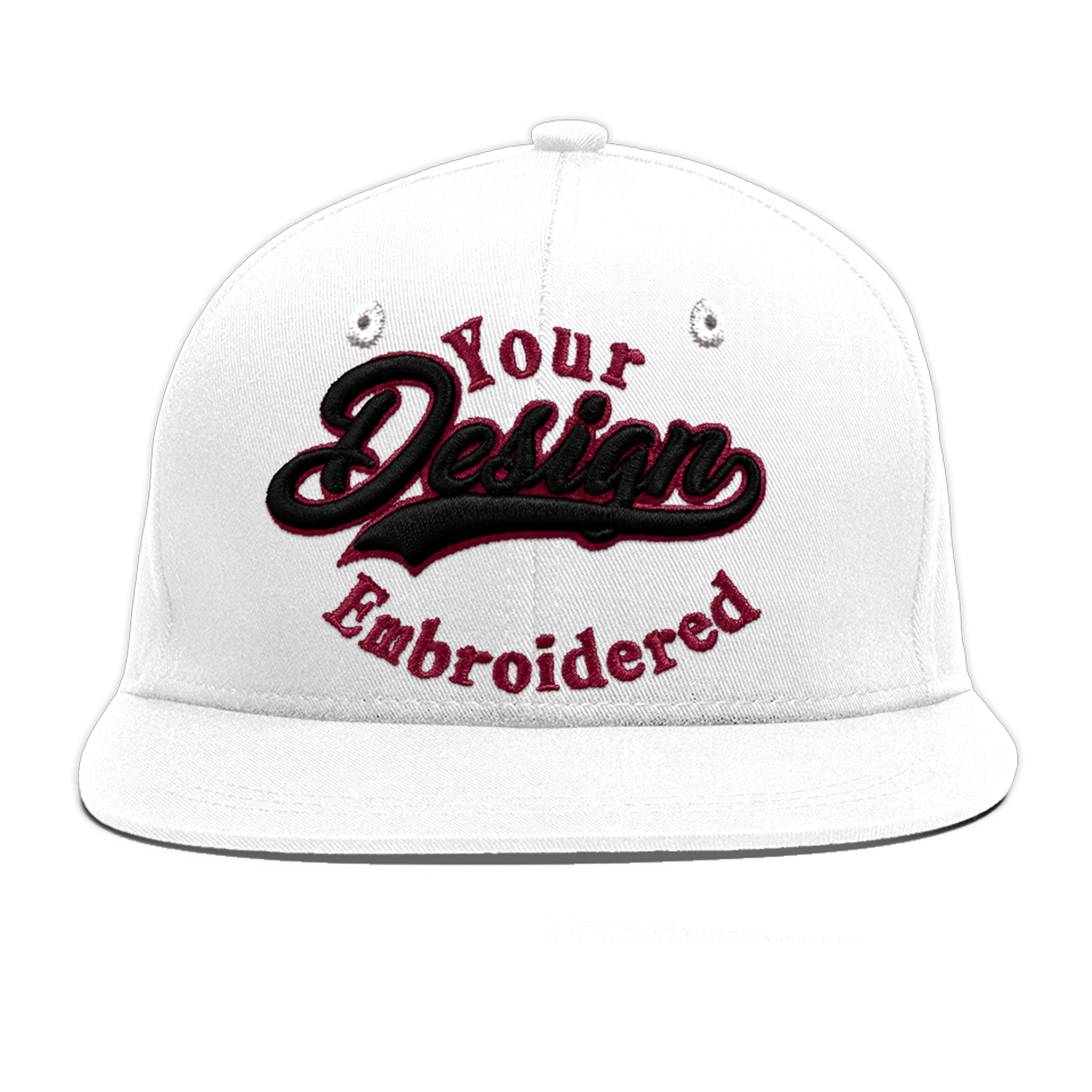 Custom White 3D Puff Embroidery Flat Embroidery Casual Sport Baseball Cap