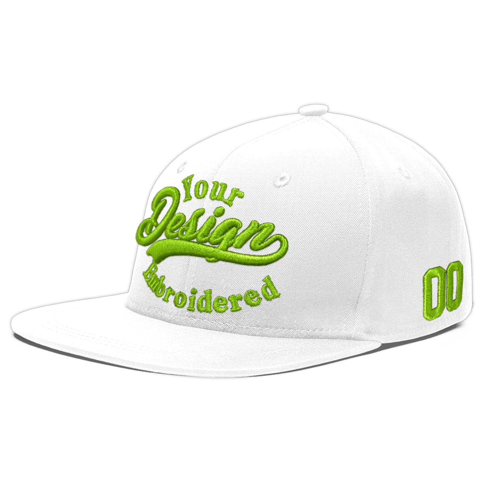 Custom White 3D Puff Embroidery Flat Embroidery Casual Sport Baseball Cap