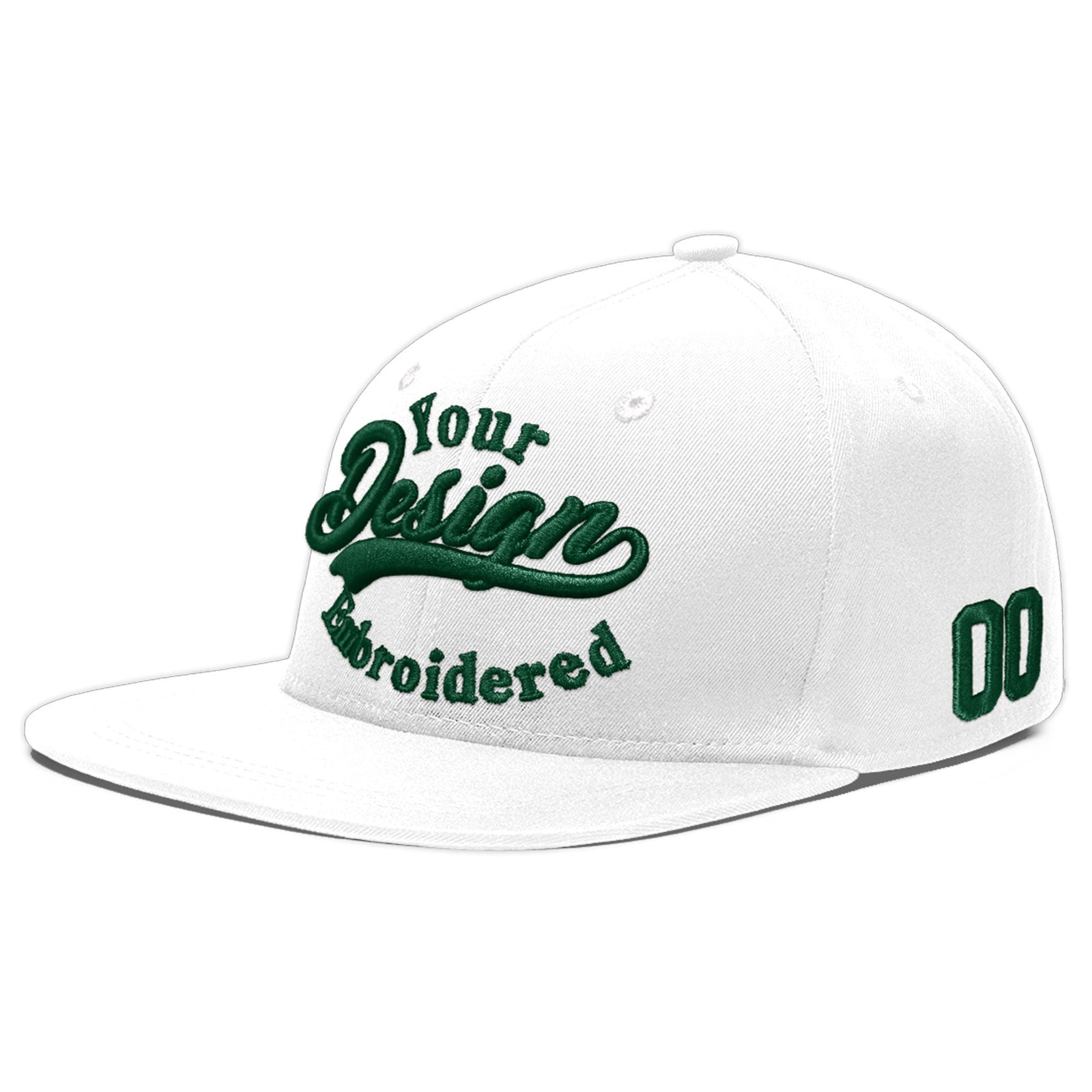 Custom White 3D Puff Embroidery Flat Embroidery Casual Sport Baseball Cap