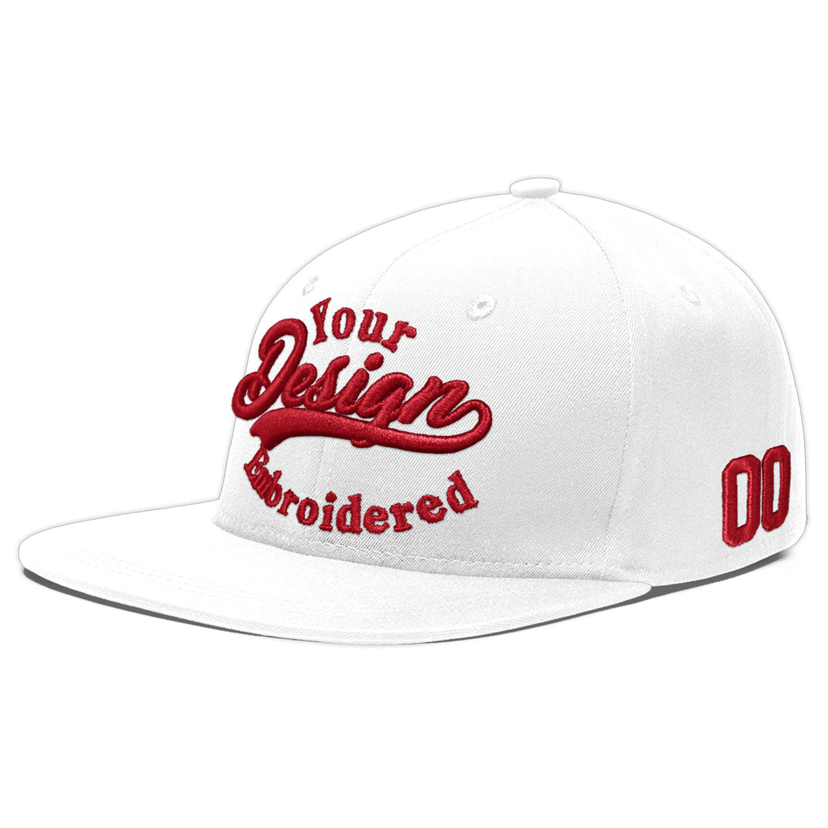 Custom White 3D Puff Embroidery Flat Embroidery Casual Sport Baseball Cap