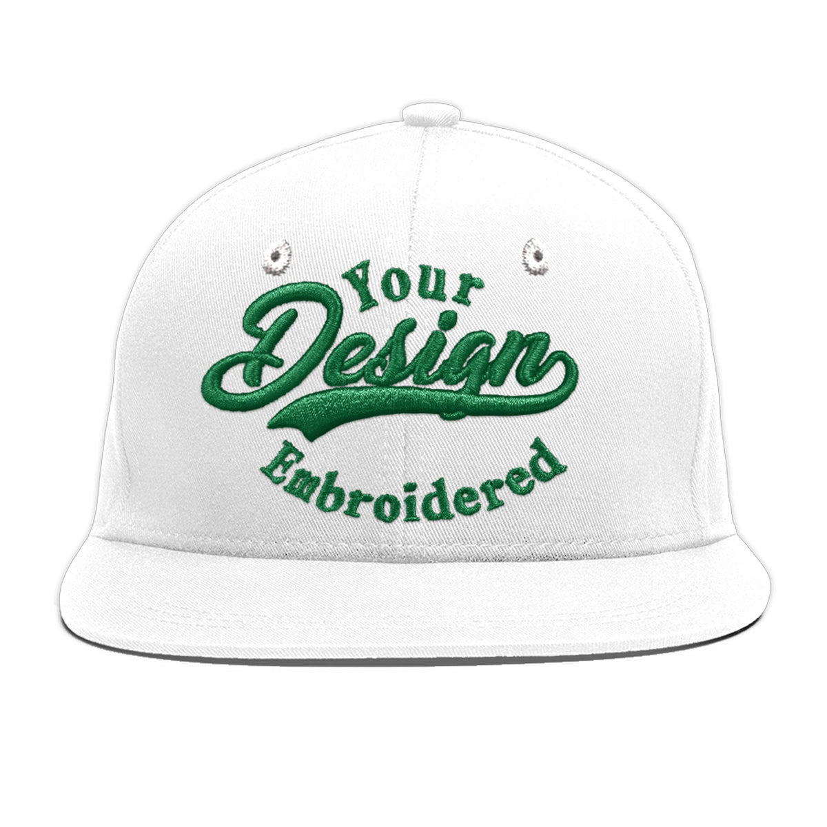 Custom White 3D Puff Embroidery Flat Embroidery Casual Sport Baseball Cap