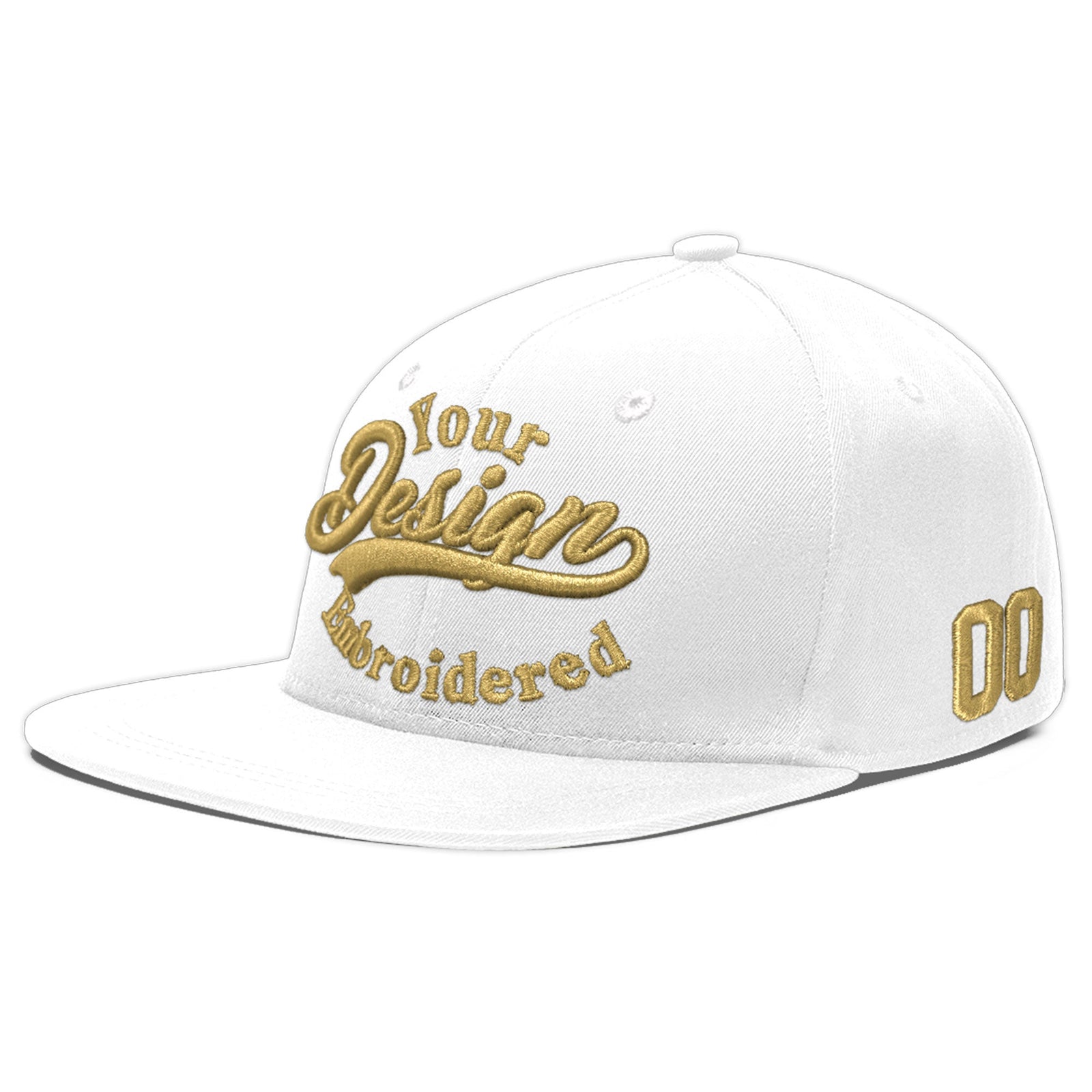 Custom White 3D Puff Embroidery Flat Embroidery Casual Sport Baseball Cap