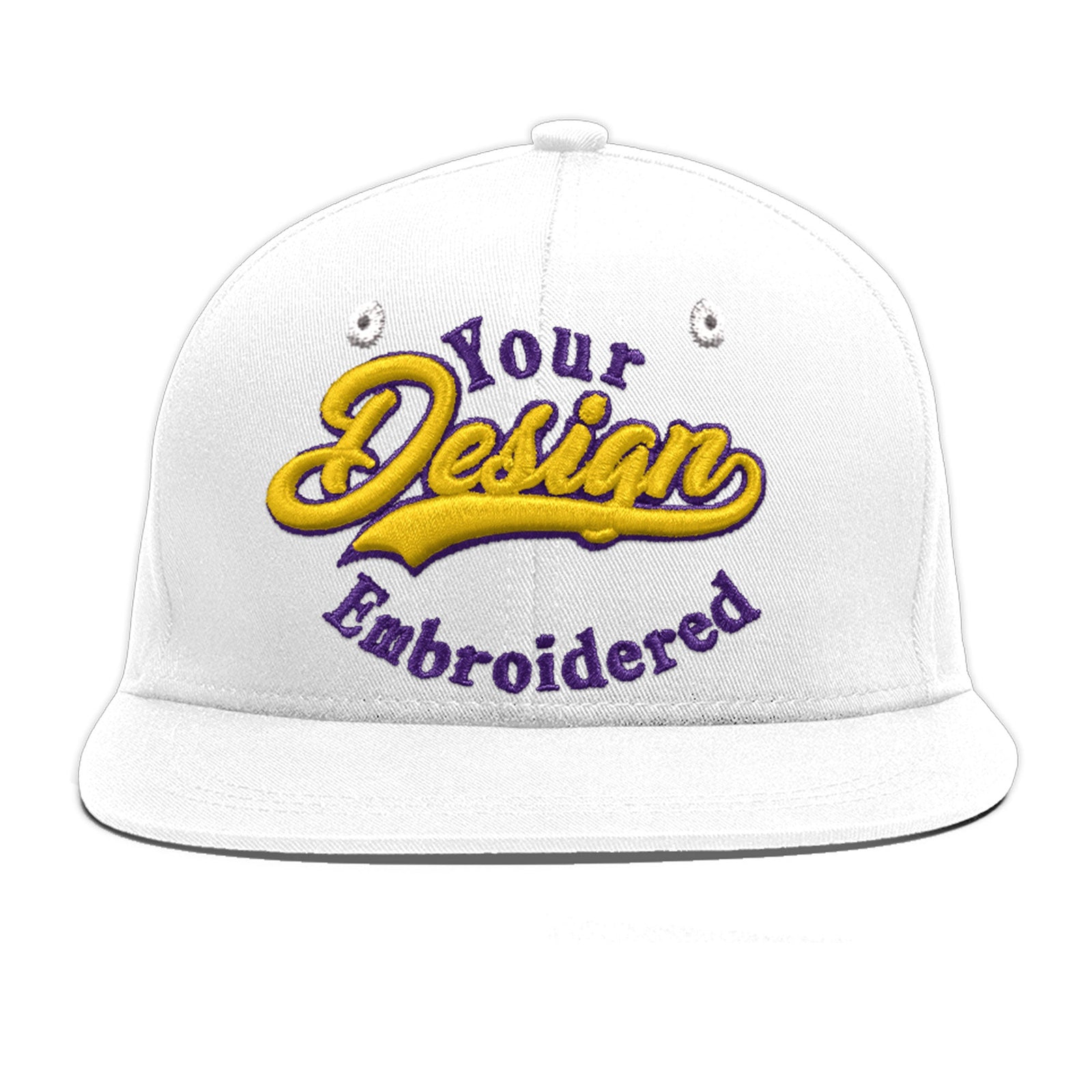 Custom White 3D Puff Embroidery Flat Embroidery Casual Sport Baseball Cap