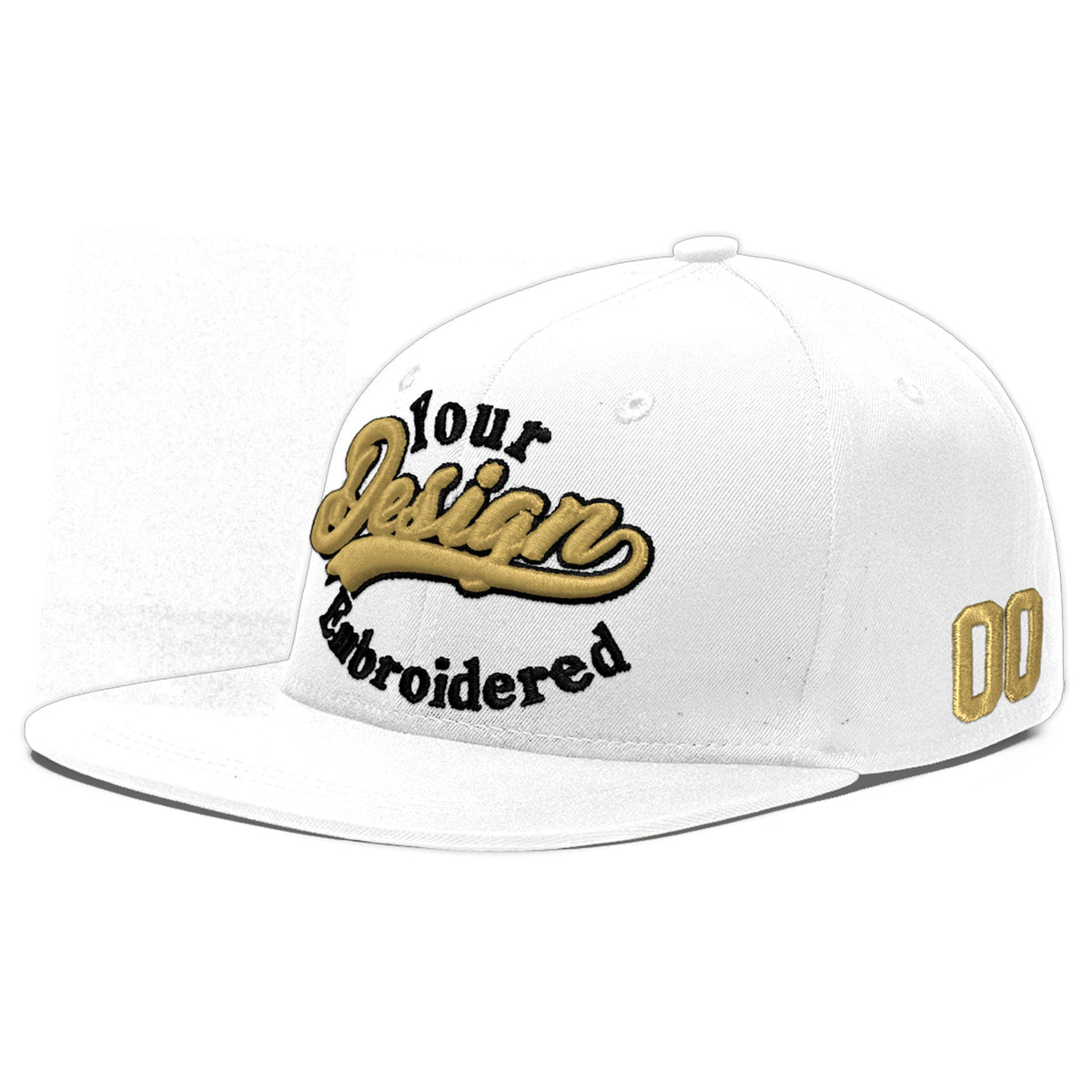 Custom White 3D Puff Embroidery Flat Embroidery Casual Sport Baseball Cap