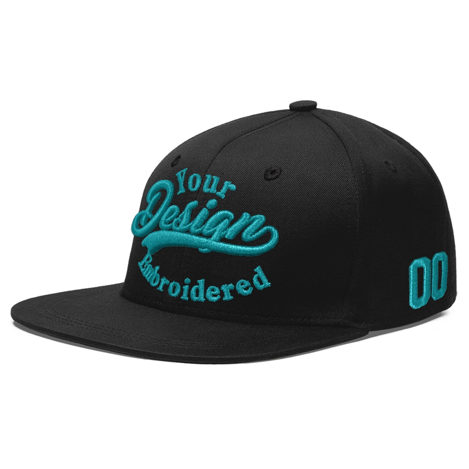Custom Black 3D Puff Embroidery Flat Embroidery Casual Sport Baseball Cap