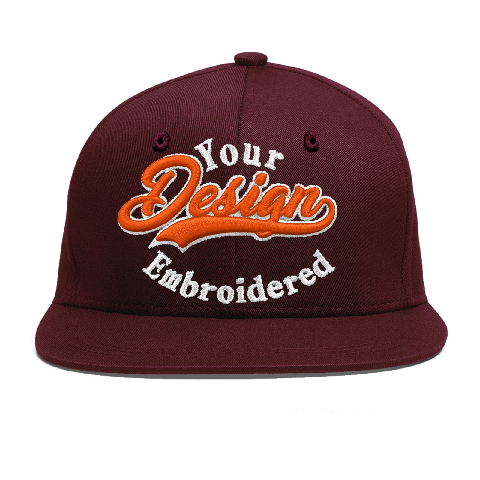 Custom Burgundy 3D Puff Embroidery Flat Embroidery Casual Sport Baseball Cap