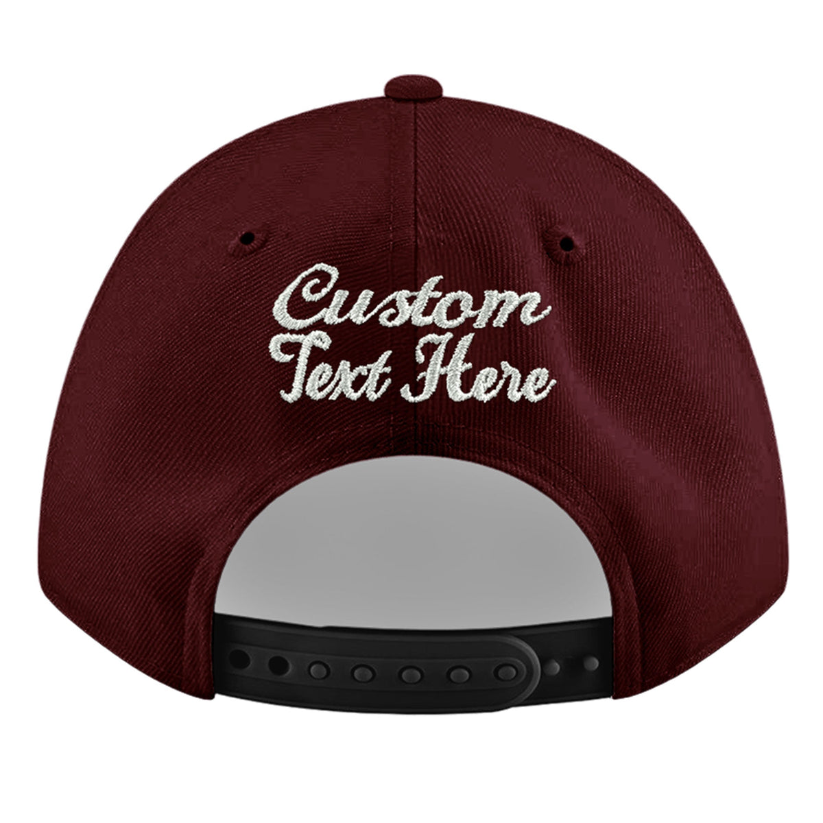 Custom Burgundy 3D Puff Embroidery Flat Embroidery Casual Sport Baseball Cap