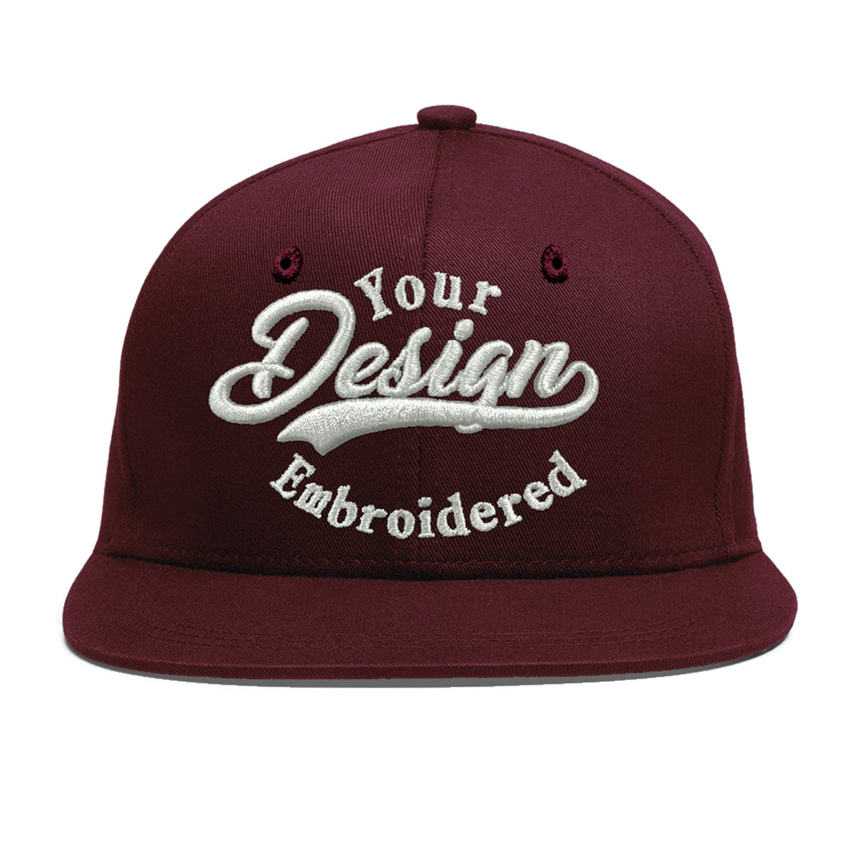 Custom Burgundy 3D Puff Embroidery Flat Embroidery Casual Sport Baseball Cap